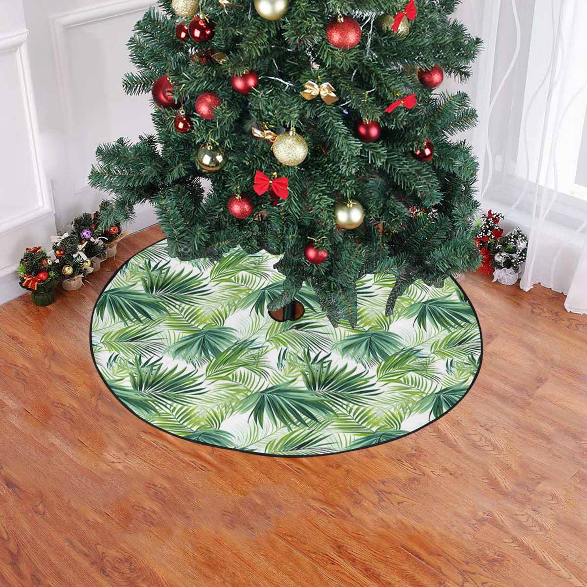 Green Palm Leaves Christmas Tree Skirt