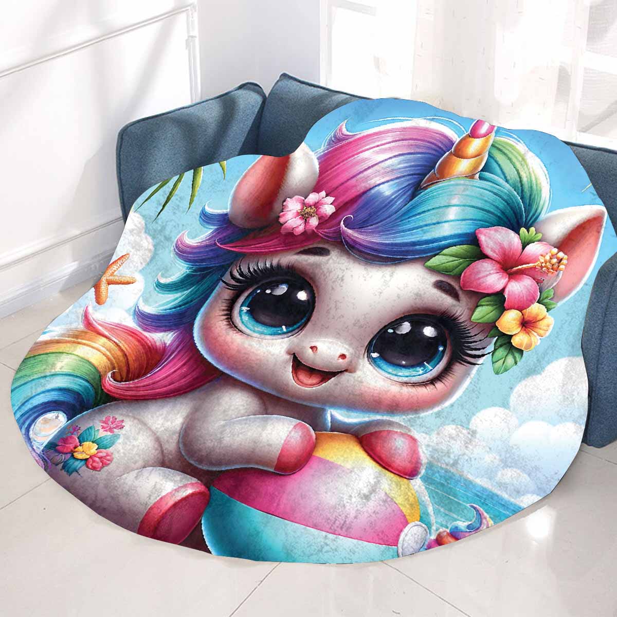 Unicorn_Awd35124 Circular Micro Fleece Blanket 60"