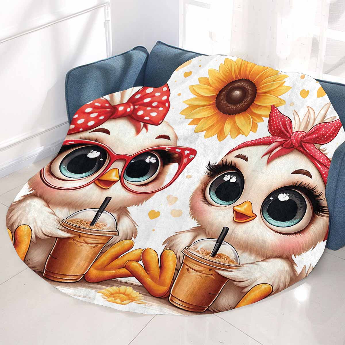 Chickens_Awd35173 Circular Micro Fleece Blanket 47"