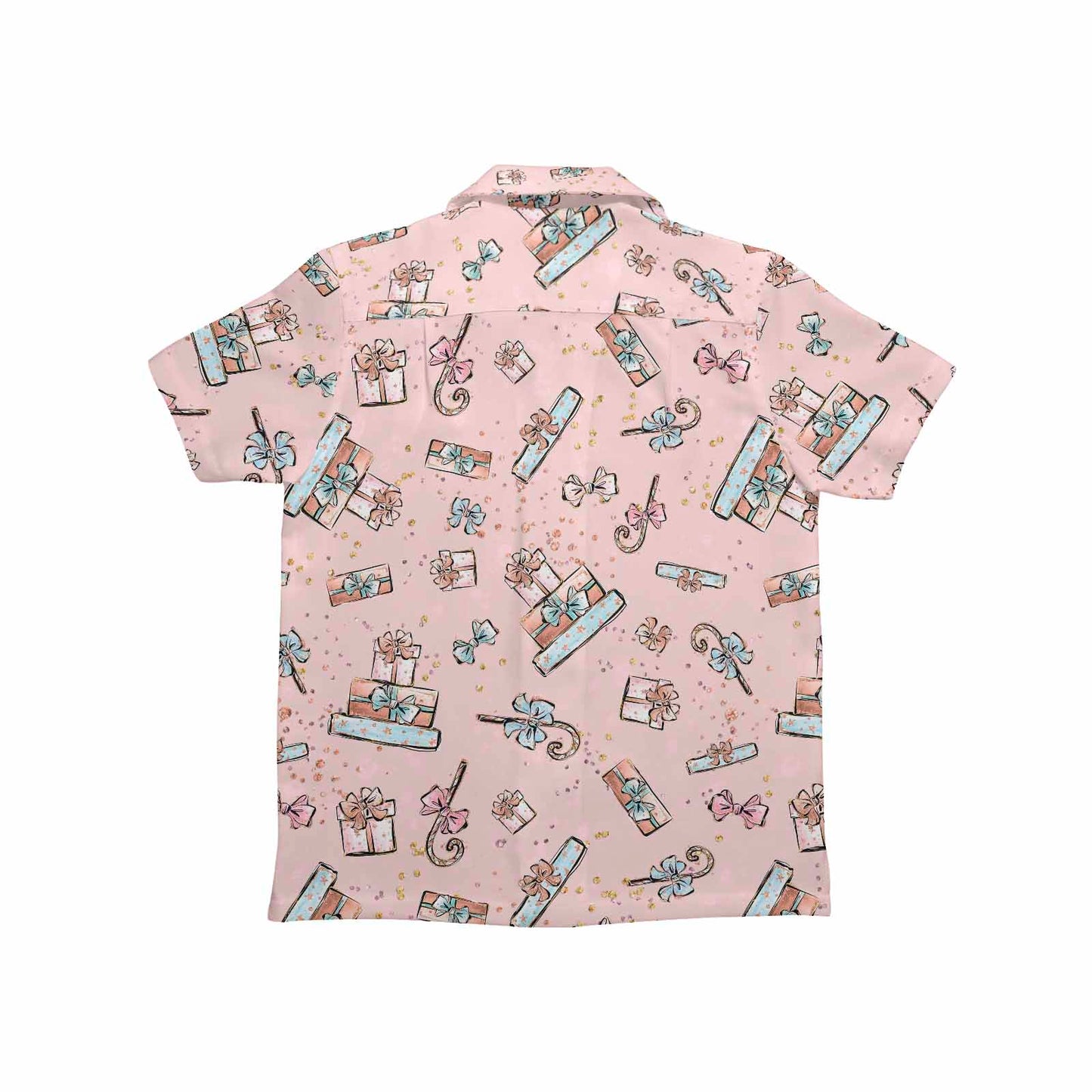 Pink Christmas Little Boys Hawaiian Shirt