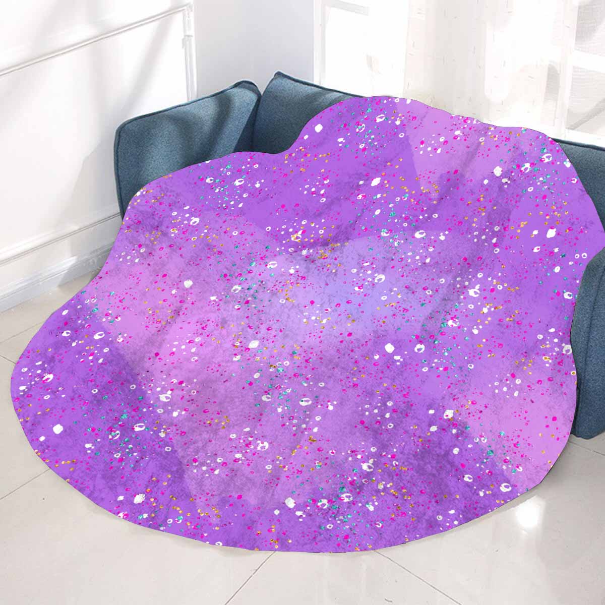 Purple Splash Circular Micro Fleece Blanket 60"