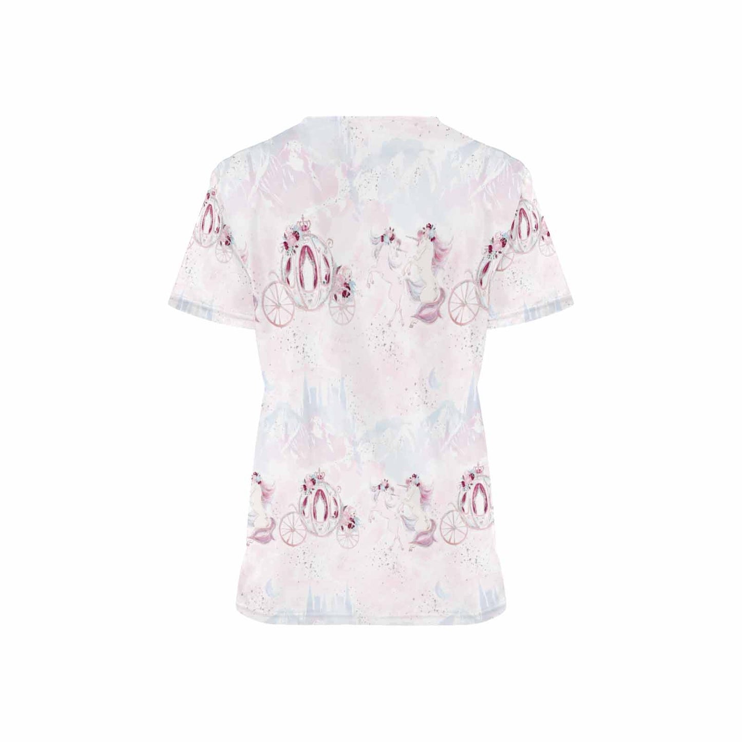 Unicorn Carriage Women's V Neck Scrub Top Nurse Uniform with Deep Front Pockets