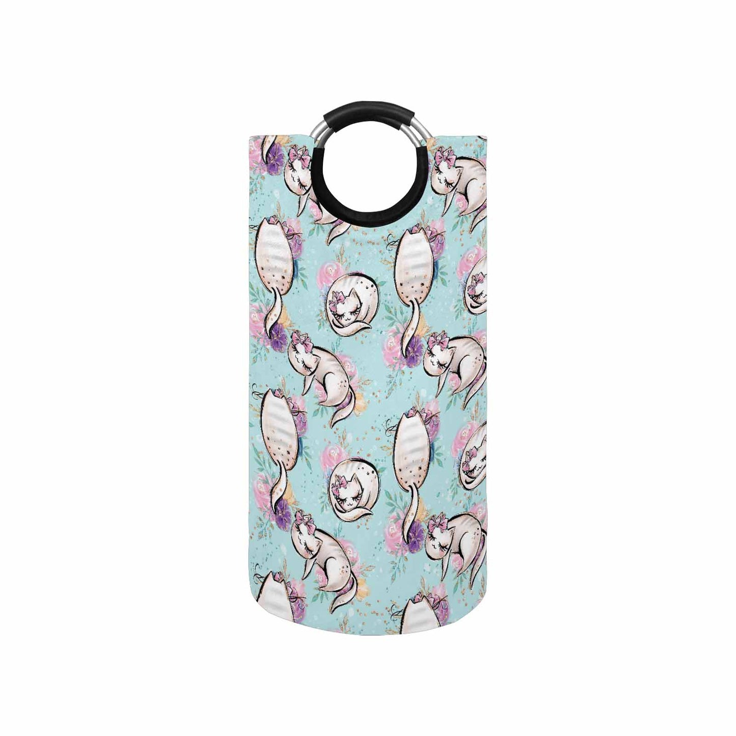 Blue Cats Round Laundry Basket