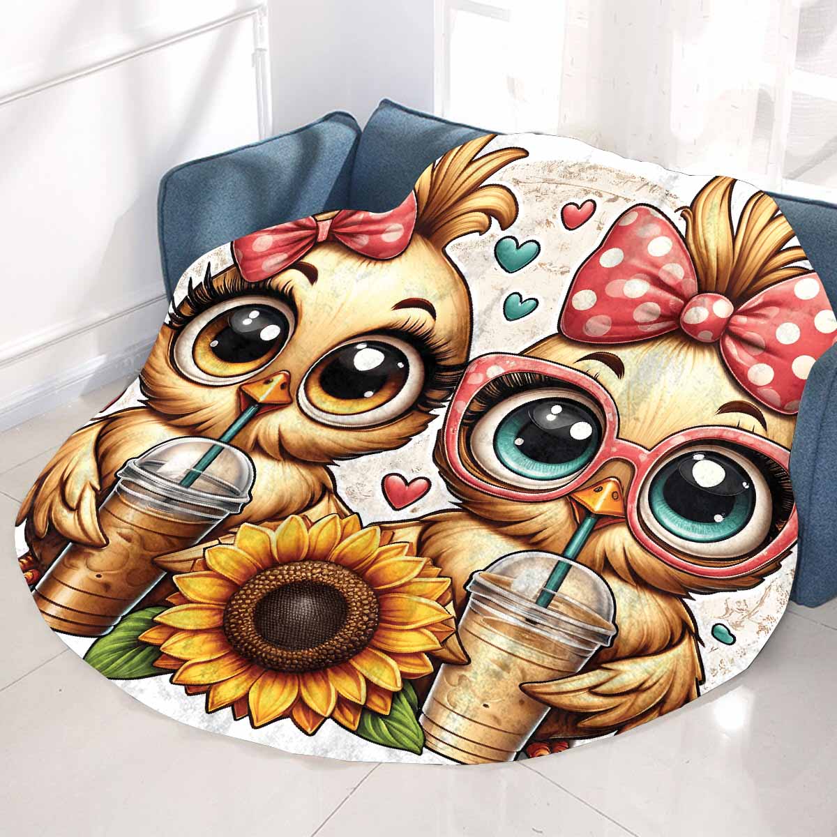 Chickens_Awd35164 Circular Micro Fleece Blanket 60"