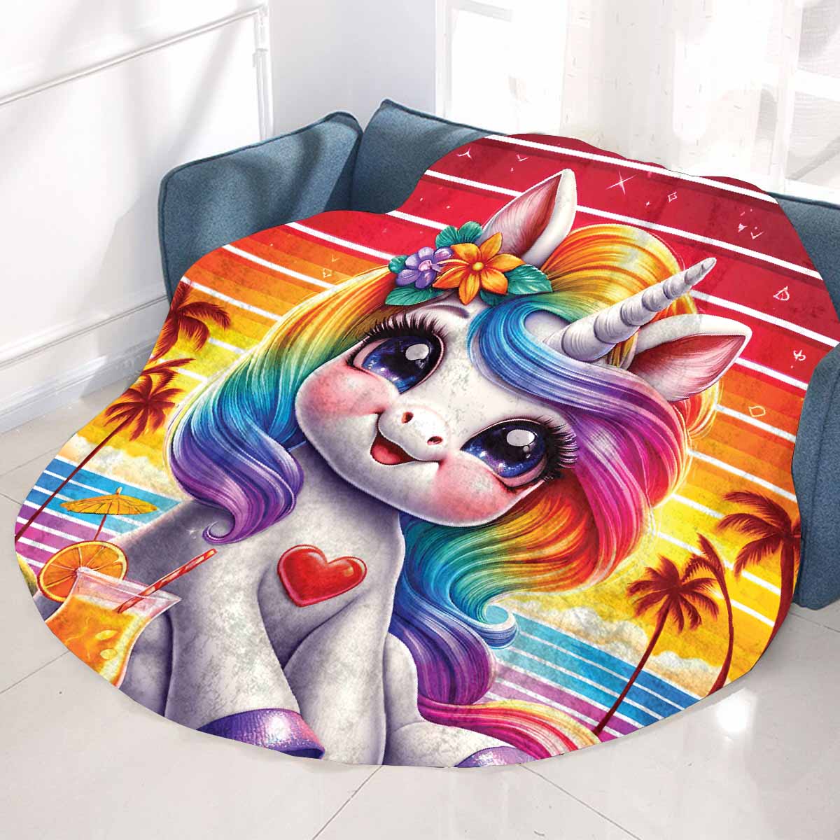 Unicorn_Awd35132 Circular Micro Fleece Blanket 60"
