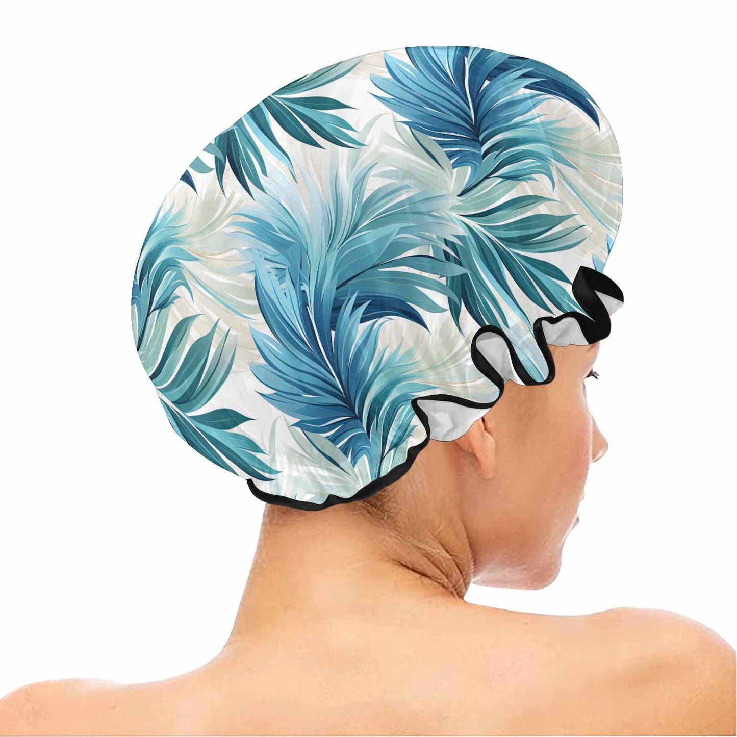 Blue Palms Shower Cap