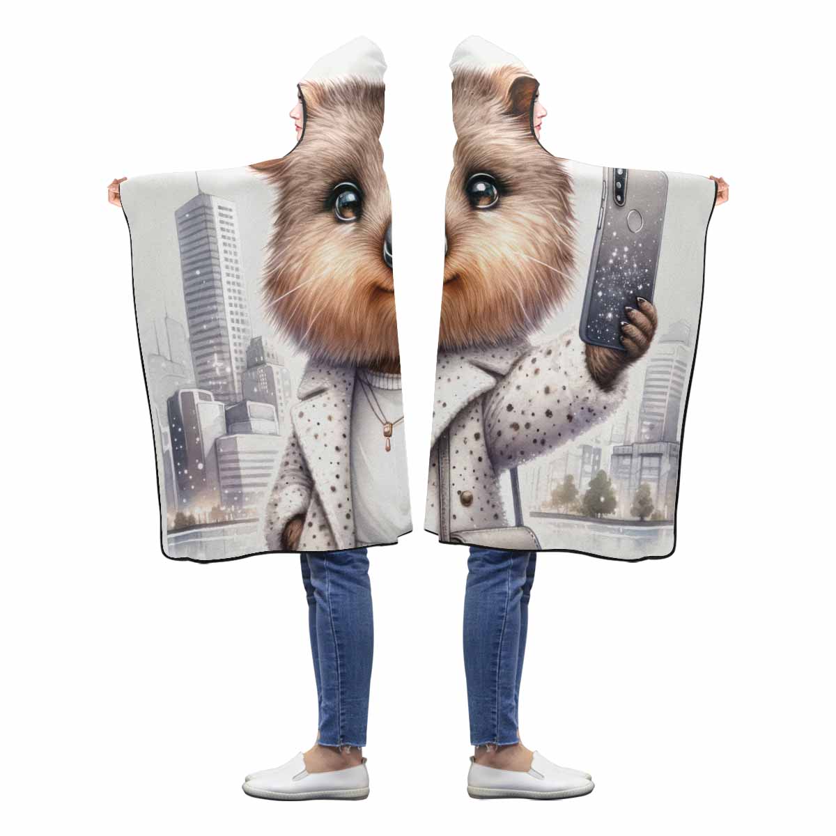 Australian Animal Quokka Awd1331 Hooded Blanket 60"x50"