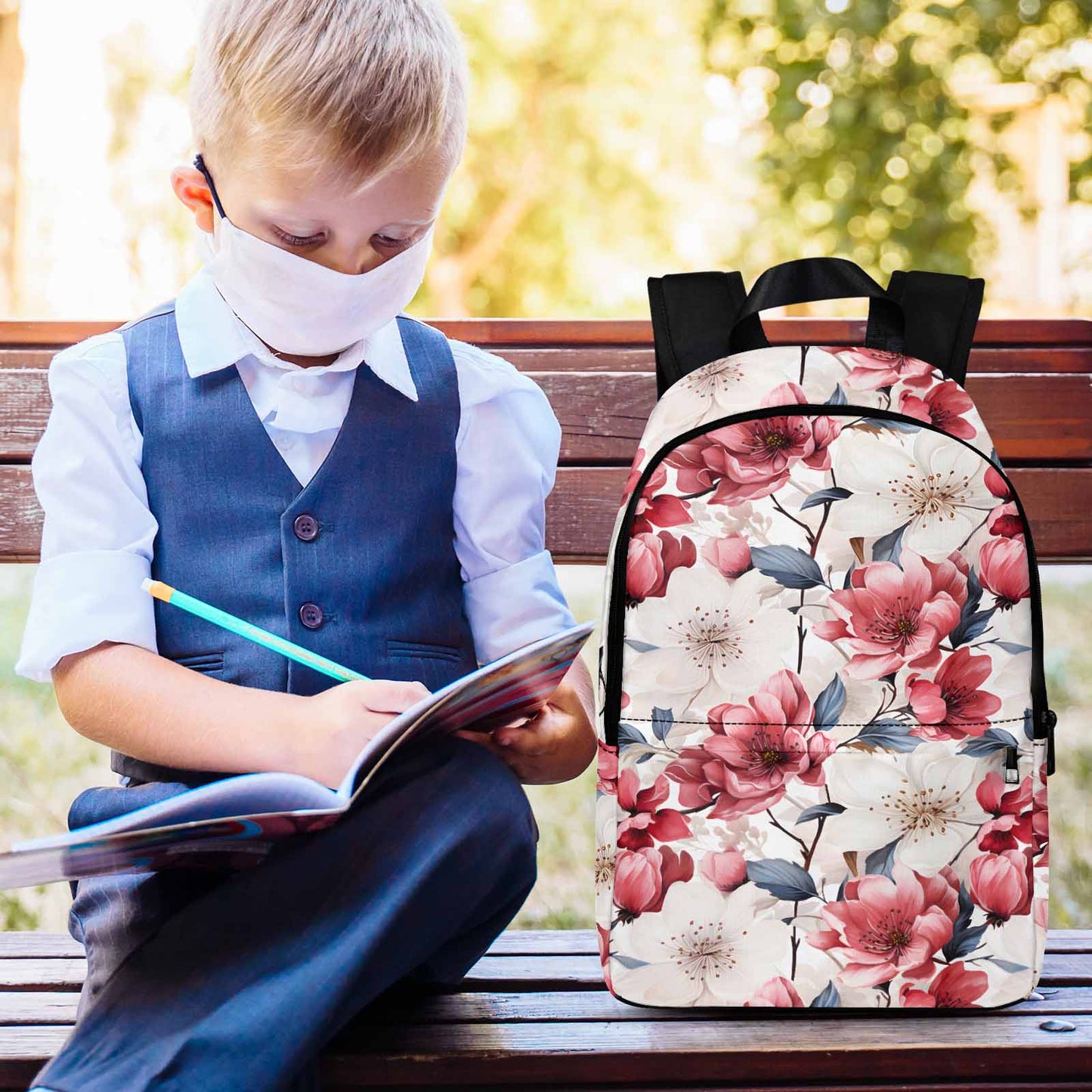 Pink Floral Small Adult Casual Backpack