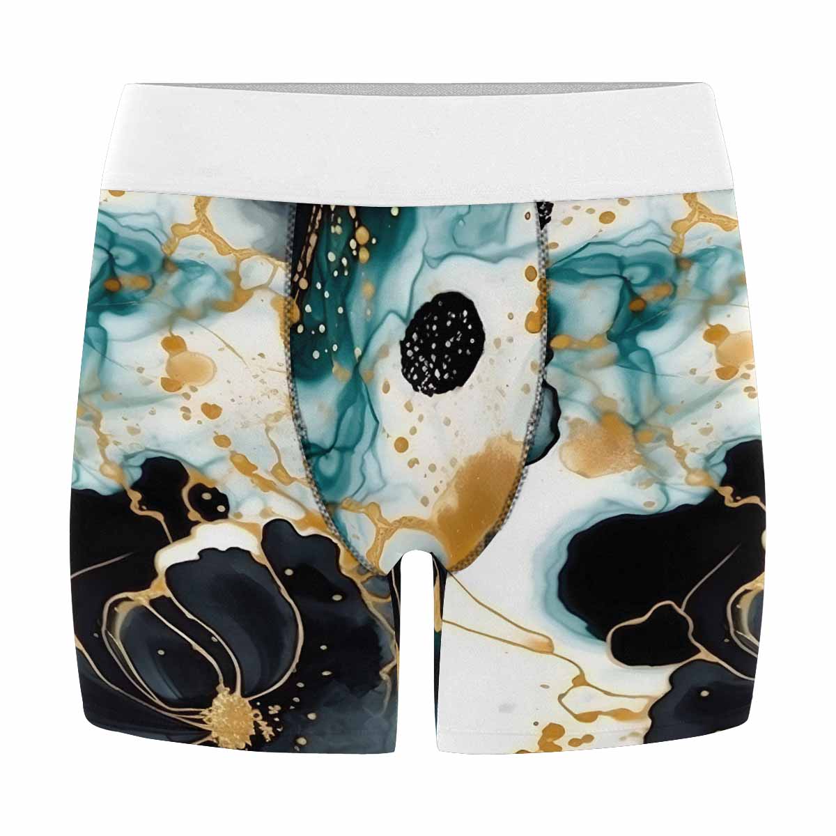 Black Gold & Green Ink Floral Men's All Over Print Boxer Briefs (Made In AUS)