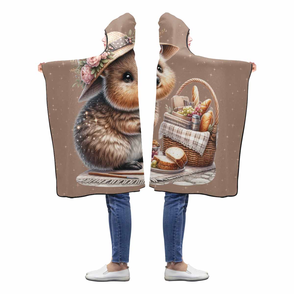 Australian Animal Quokka Awd1330 Hooded Blanket 60"x50"