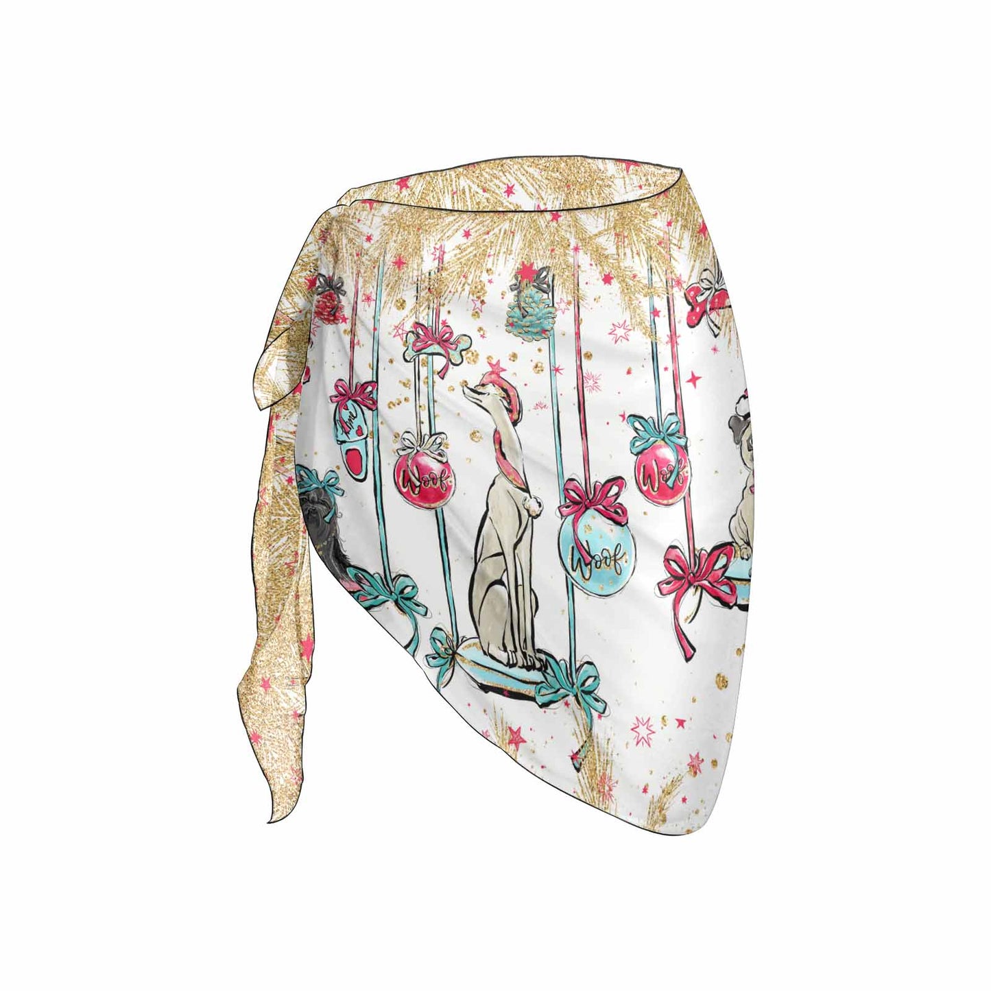 Doggie Christmas Baubles Women's Beach Sarong Wrap