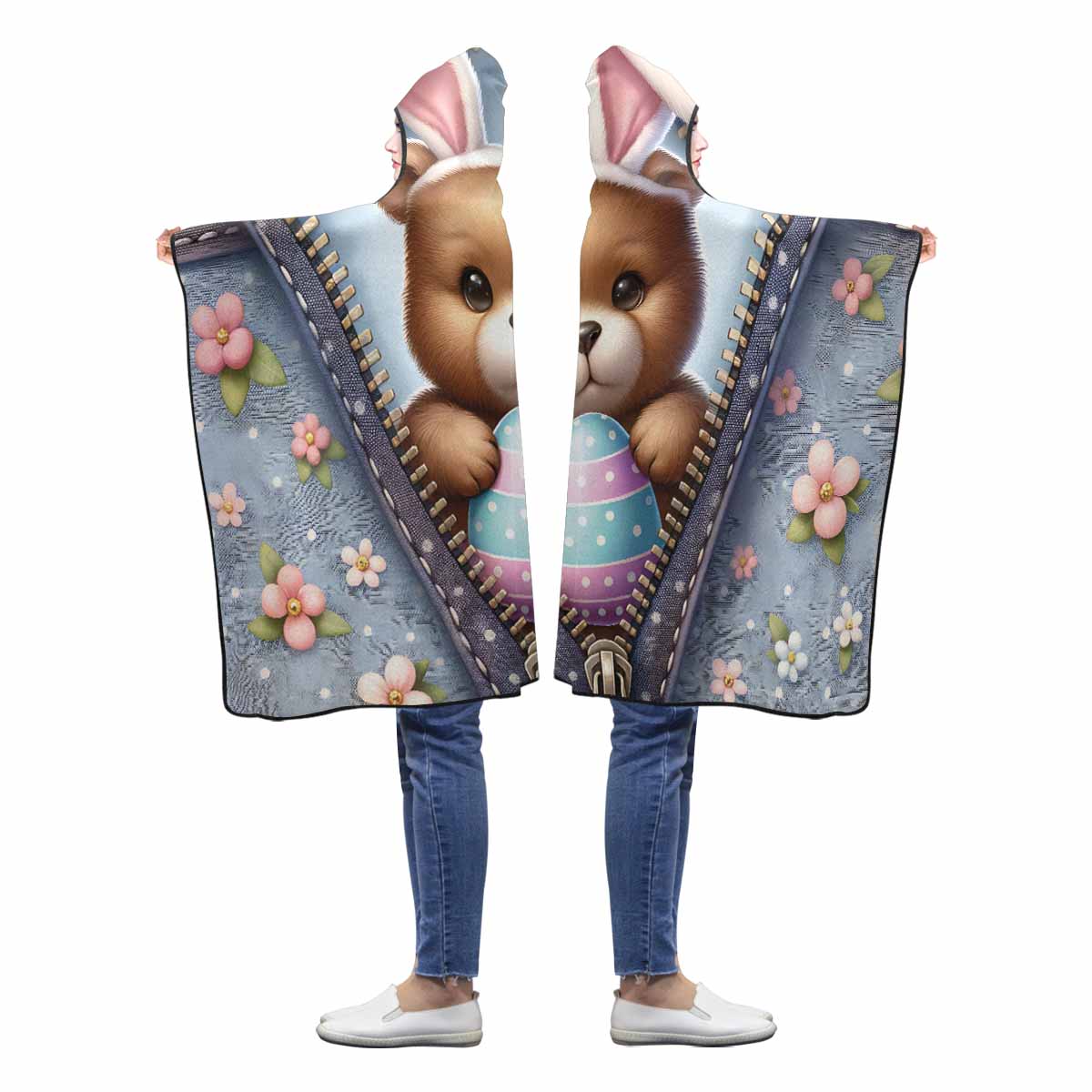Easter Bear Awd 1304 Hooded Blanket 50"x40"