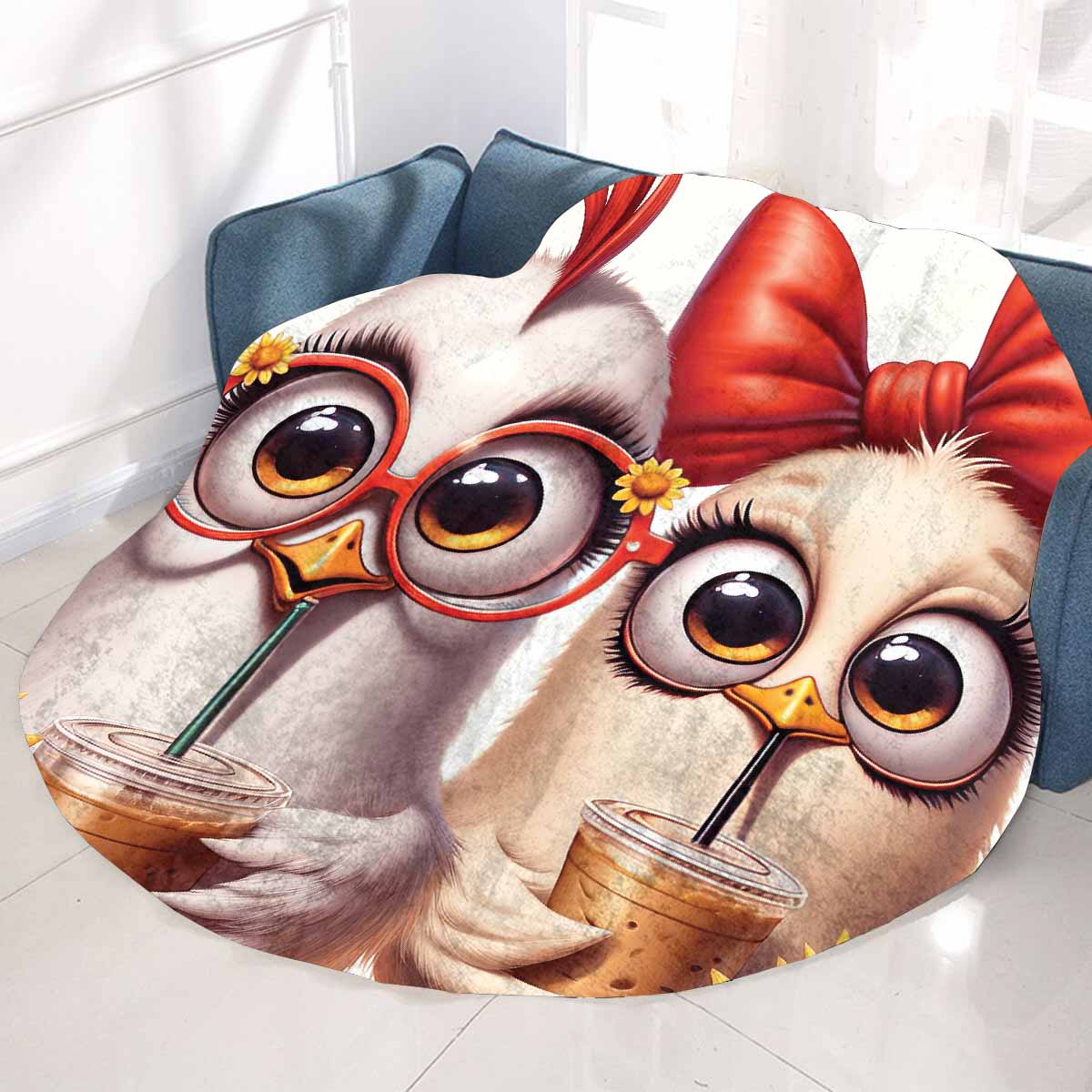 Chickens_Awd35170 Circular Micro Fleece Blanket 60"