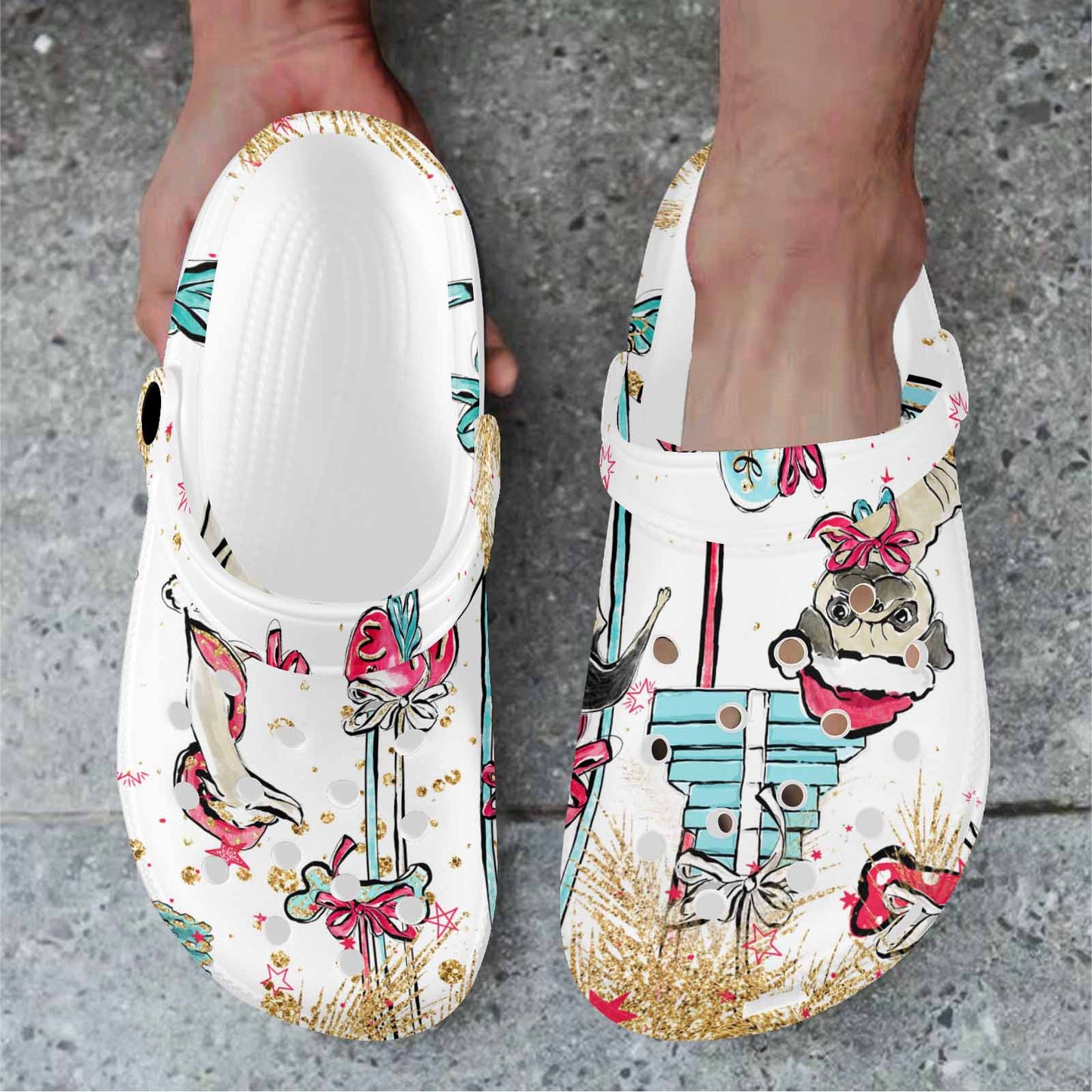 Christmas Dog Pendants Custom Print Adults Clogs