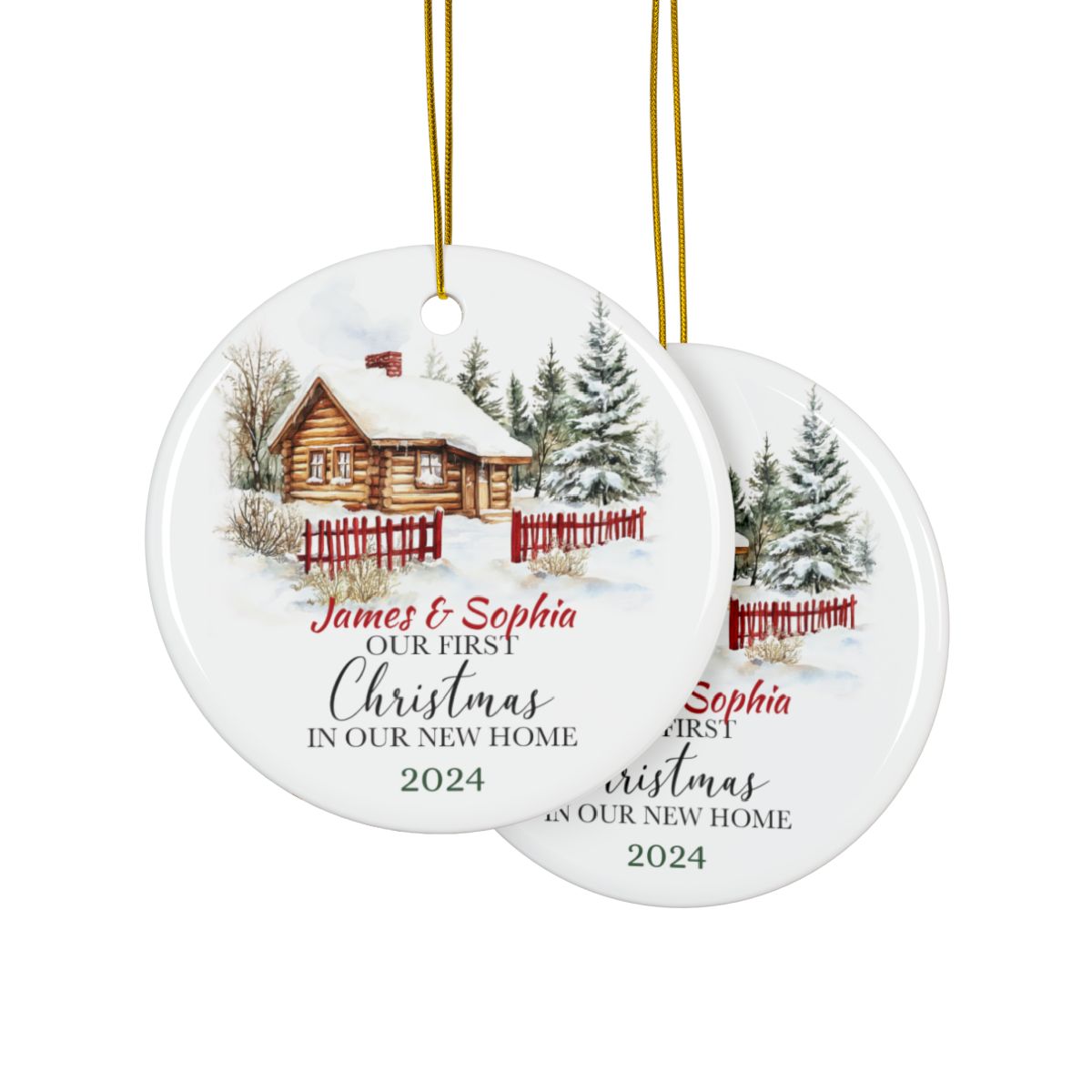 Personalized Ceramic Ornament, Custom First Christmas Gift, New Home Keepsake, Holiday Decoration, Housewarming Present