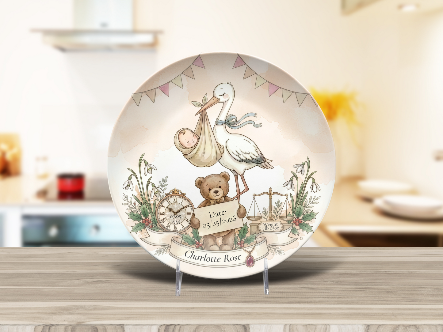 Personalised Baby Keepsake Plate | Birth Details Plate | Newborn Gift | Custom Baby Name Plate | Baby Shower Gift | First Birthday Keepsake
