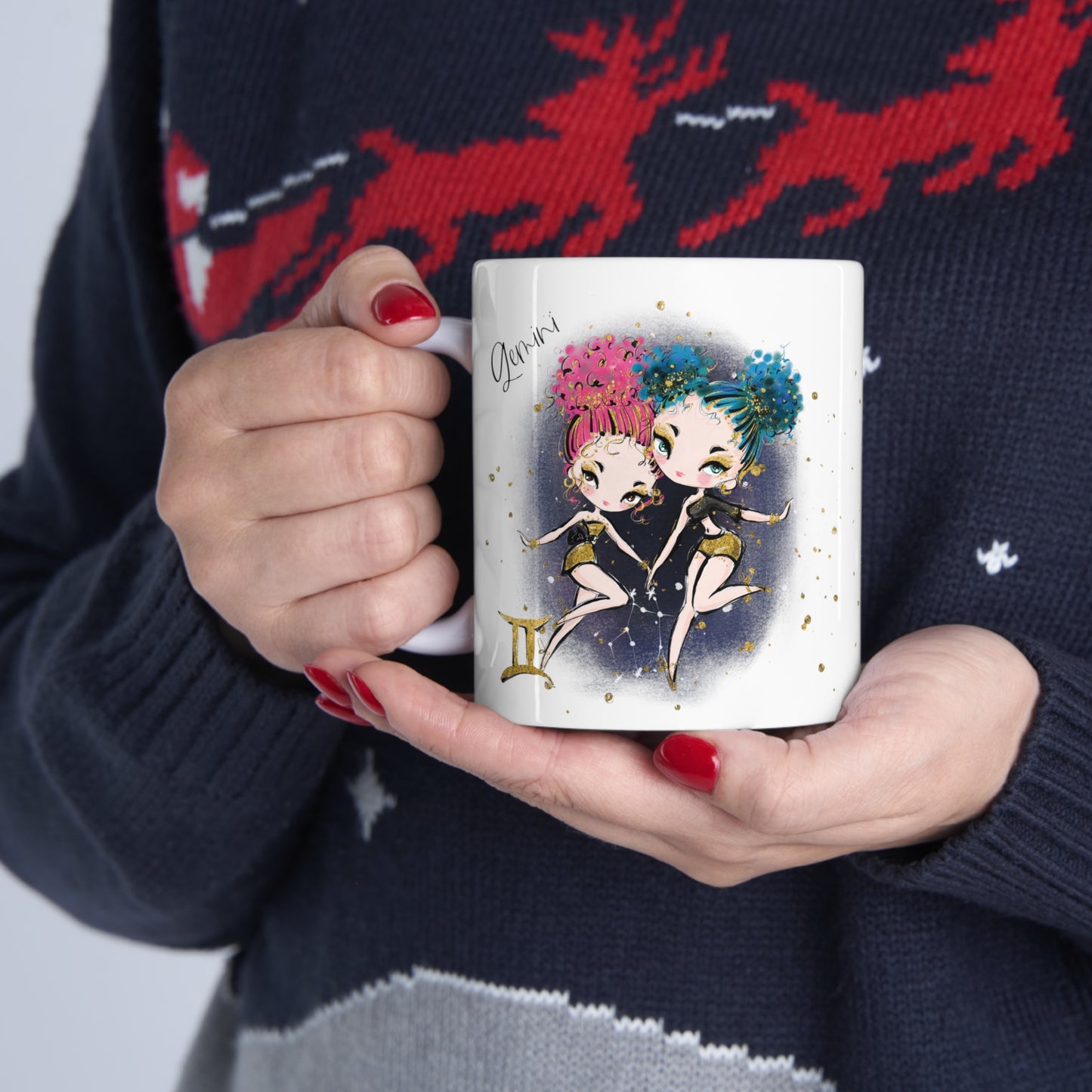 Personalised/Non Personalised Zodiac Sign, Gemini, Ceramic Mug 11oz