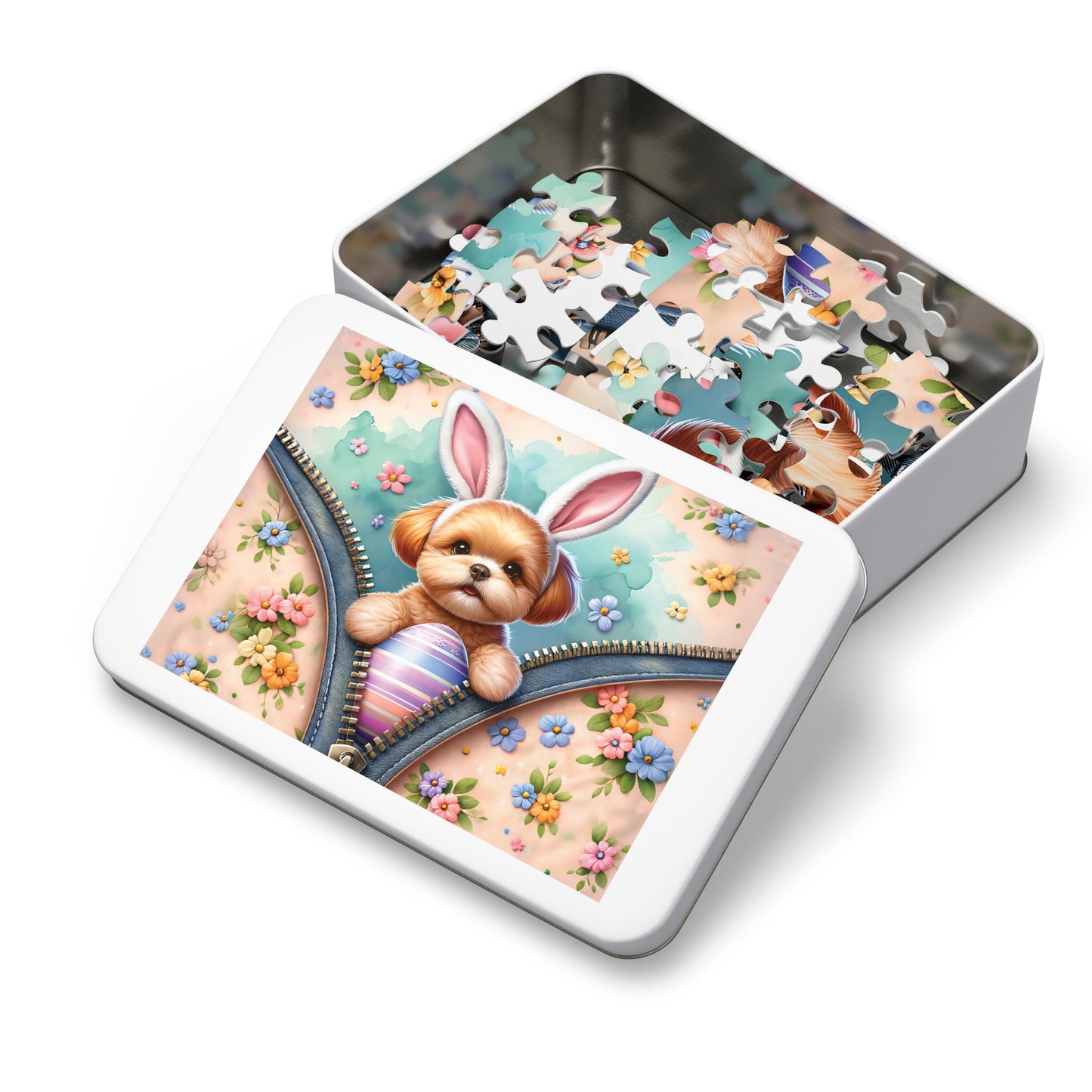 Jigsaw Puzzle, Easter, Dog with Bunny Ears, Personalised/Non-Personalised (30, 110, 252, 500,1000-Piece) Awd-1309