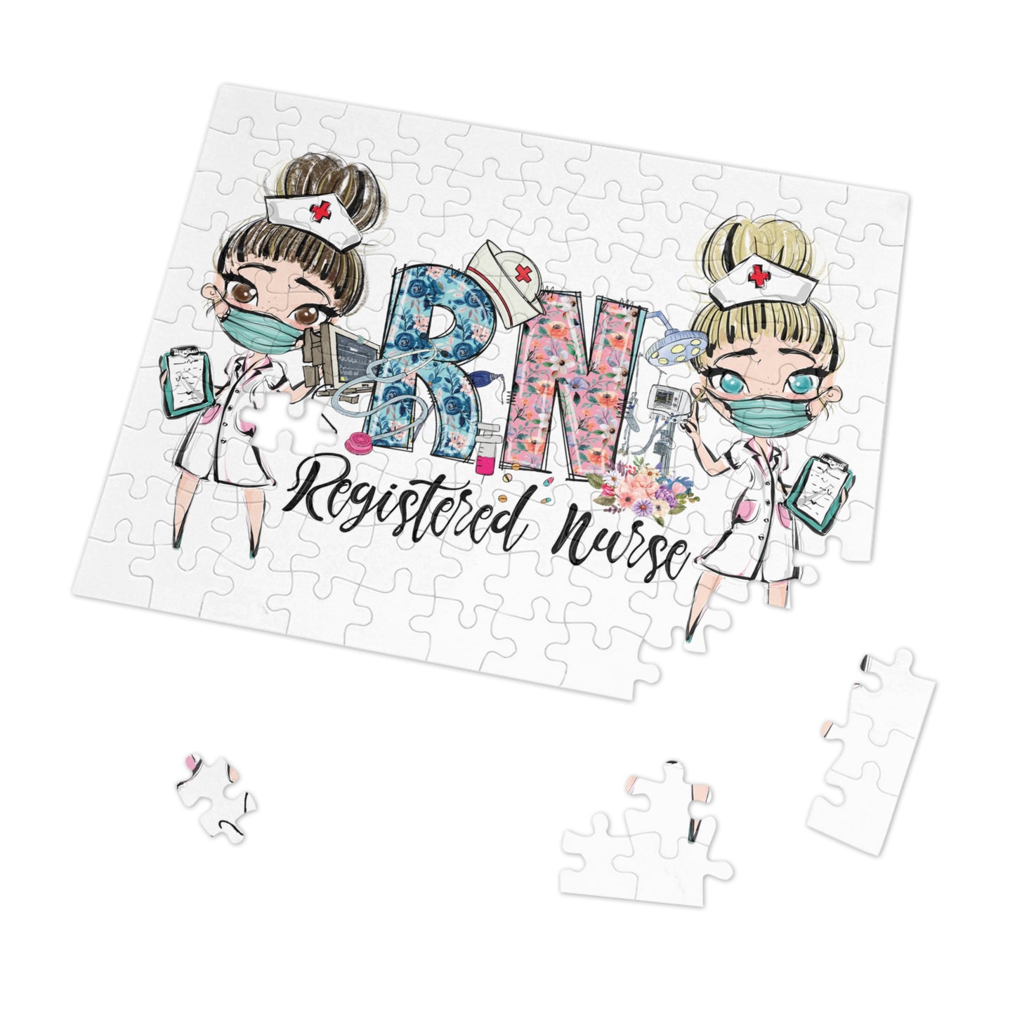 Puzzle, Nurse, RN Nurse, Registered Nurse Floral, Personalised/Non-Personalised (30, 110, 252, 500,1000-Piece) awd-639