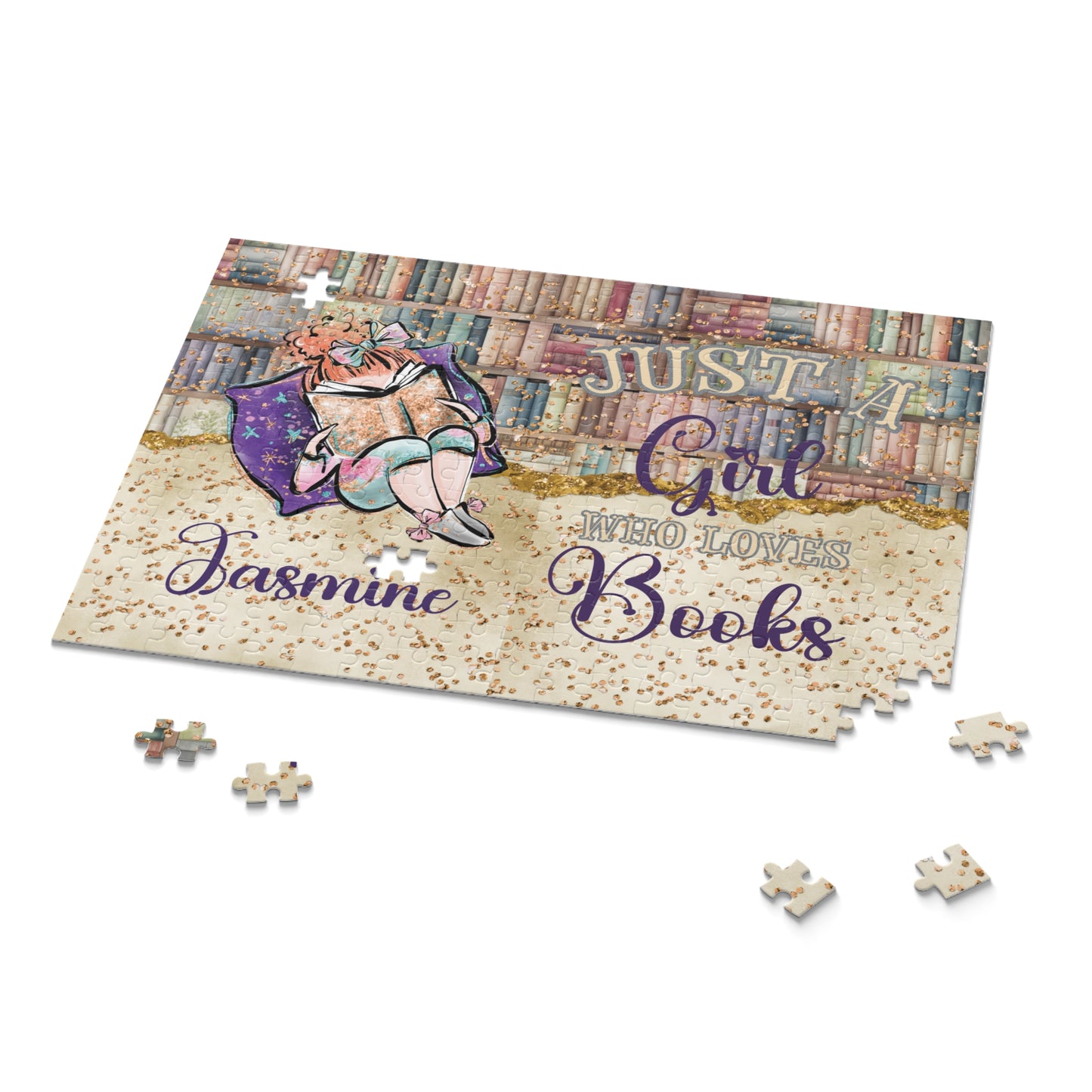 Puzzle, Just a Girl who Loves Books, Red Hair, Personalised, (120, 252, 500-Piece)