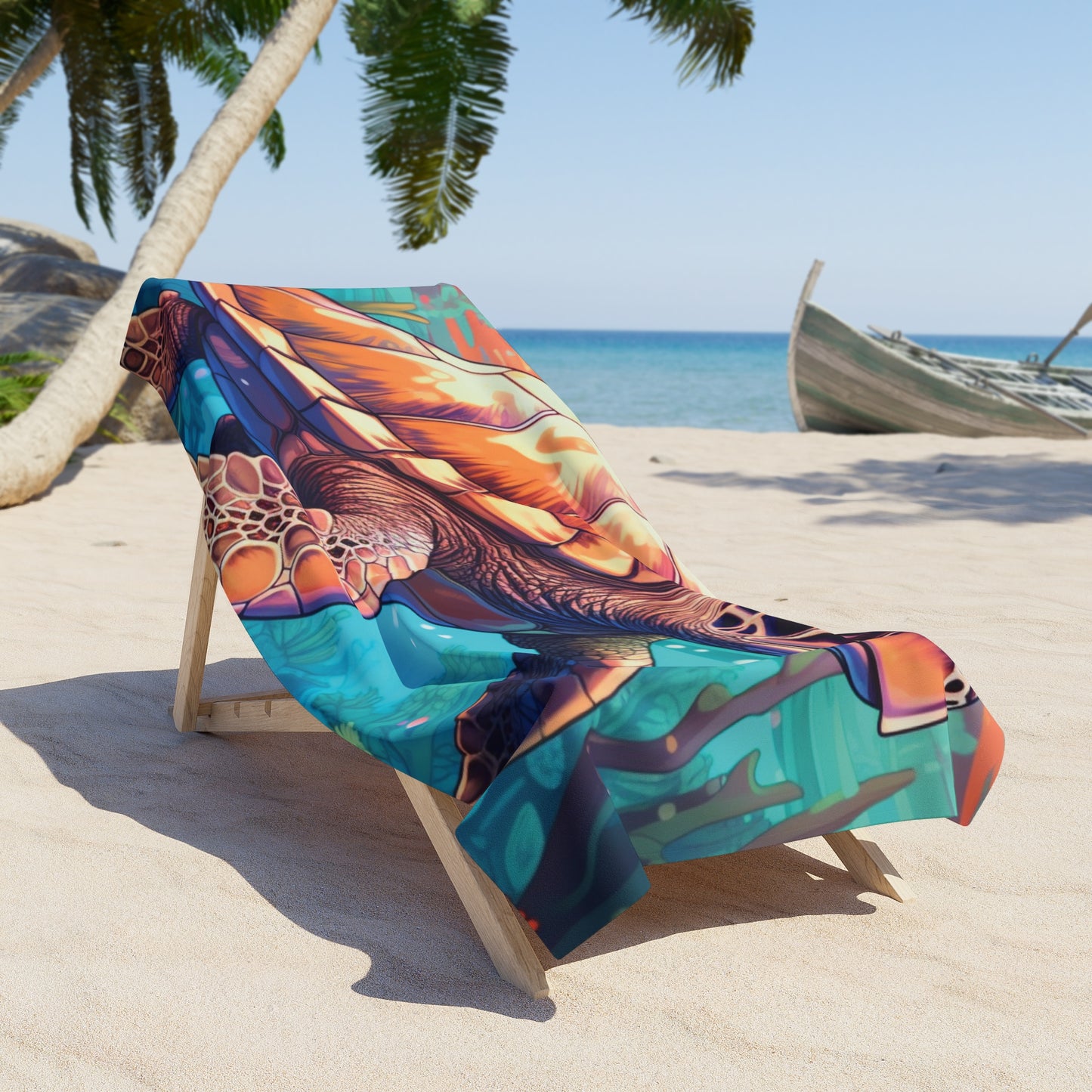 Personalised Beach Towel, Turtle, Polycotton Towel, 2 sizes Available