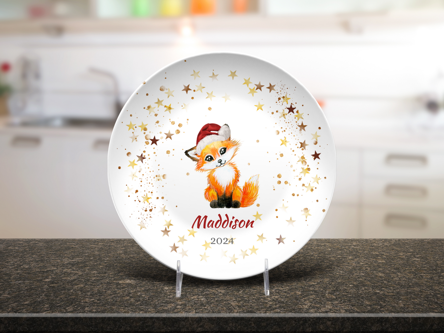 Personalised Fox Christmas Plate