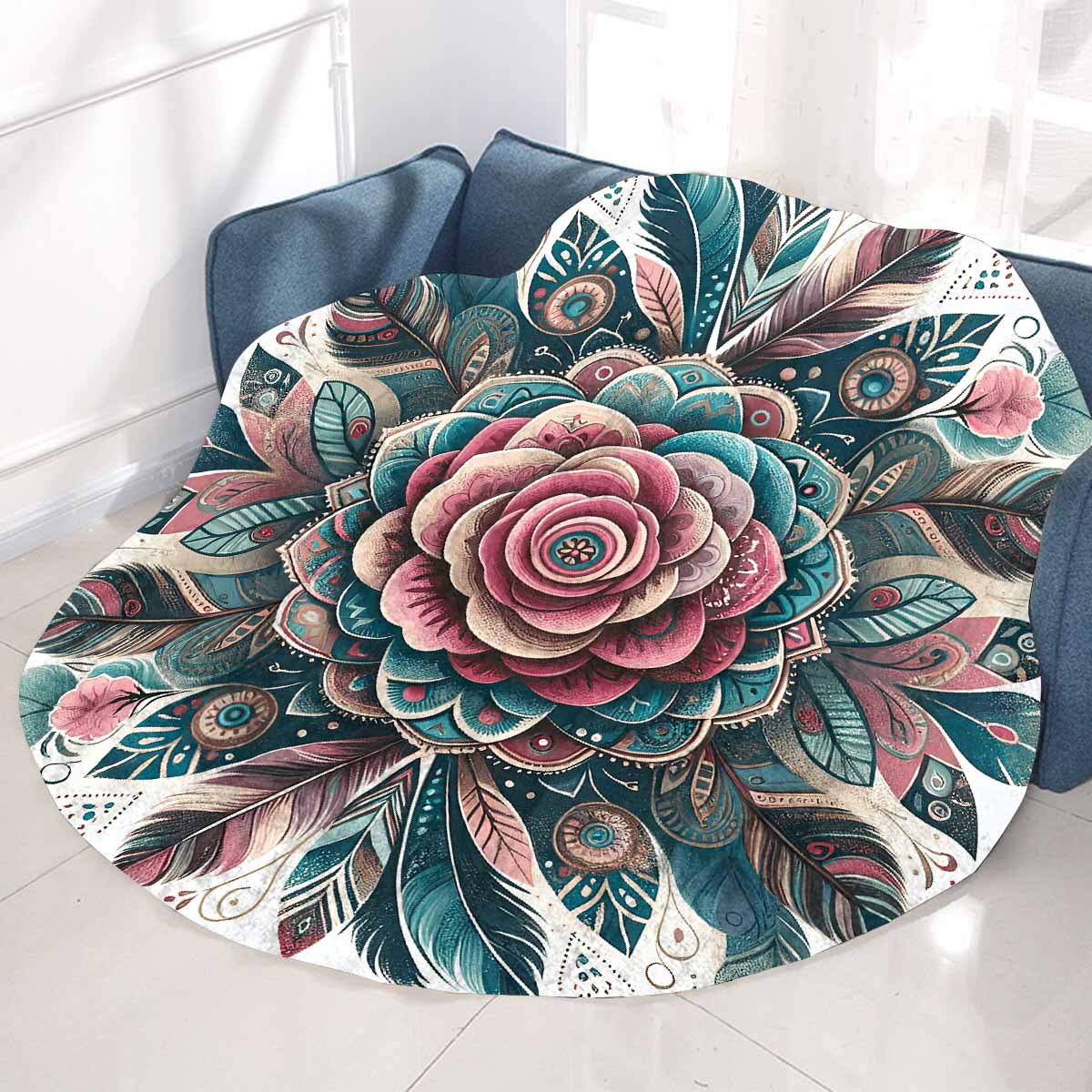 Mandella_Rose_Awd35138 Circular Micro Fleece Blanket 60"