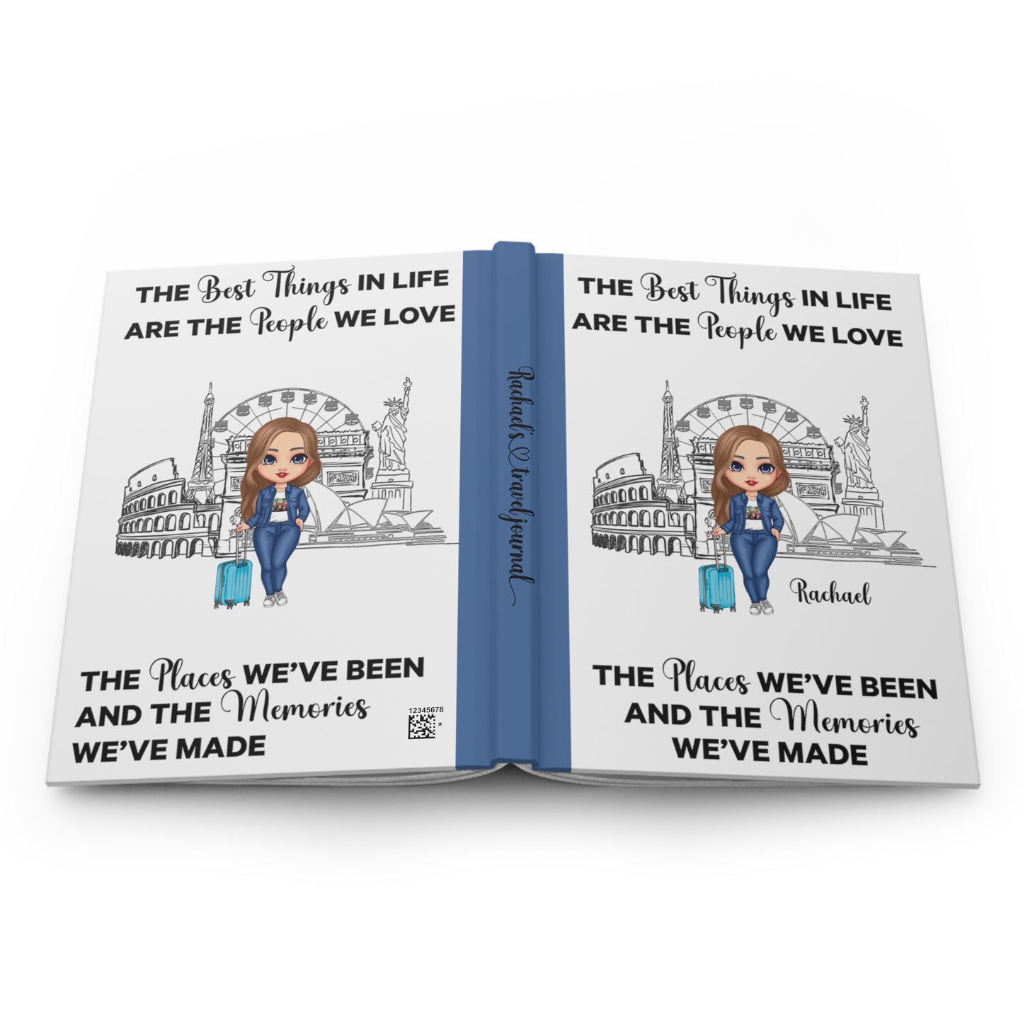 Personalised Hardcover Travel Journal Matte, The Best things in Life, Brunette Hair