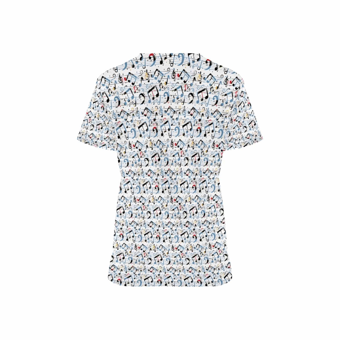 Music Lovers Women's V Neck Scrub Top Nurse Uniform with Deep Front Pockets