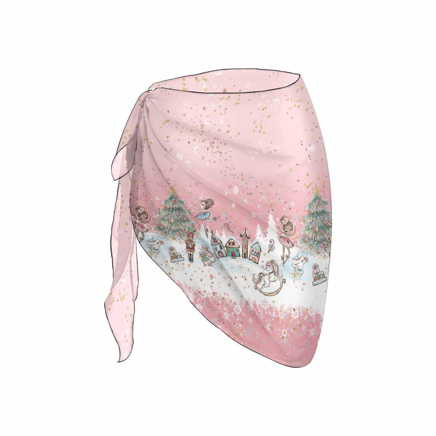 Pink Christmas Nutcracker Women's Beach Sarong Wrap