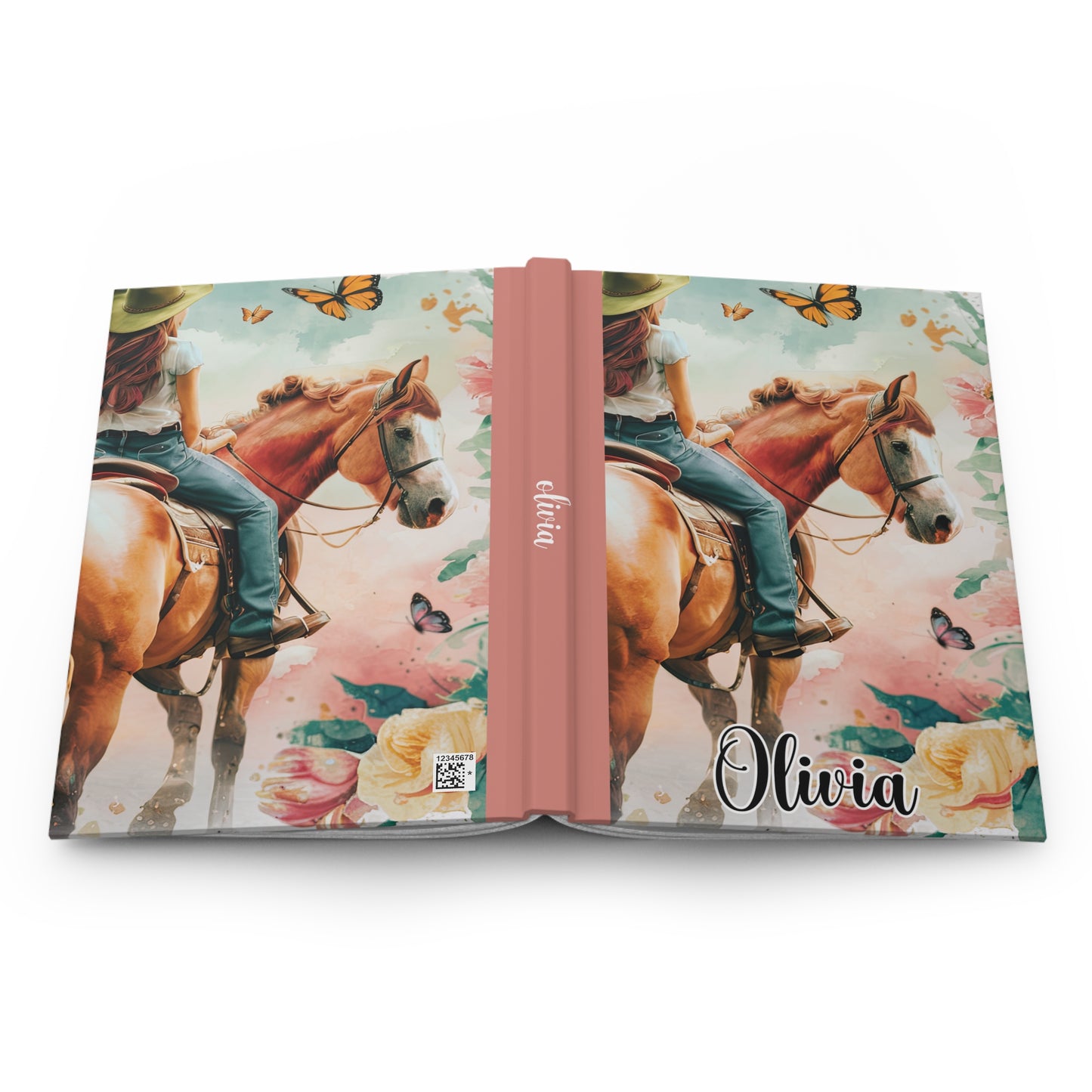 Personalised Hardcover Journal Matte, Country and Western, Cowgirl and Horse, awd-1716