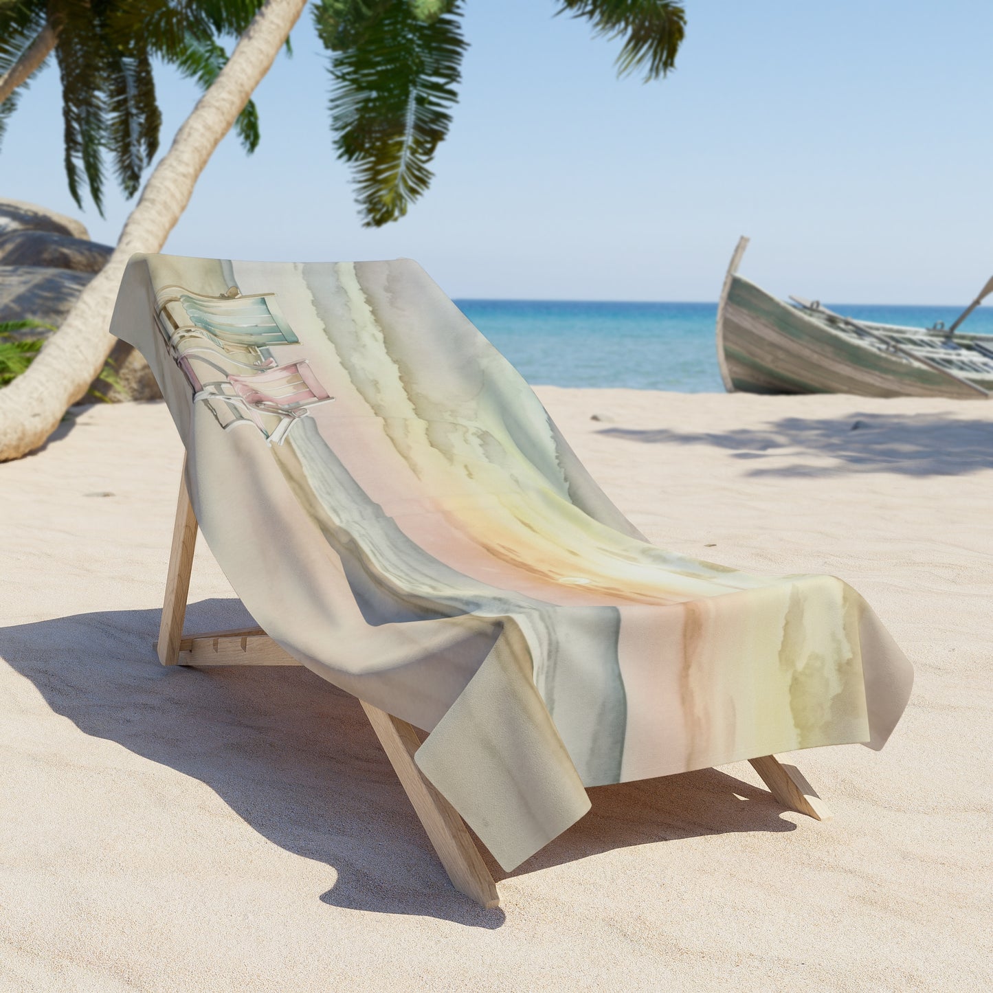 Beach Towel, Beach Scene, Polycotton Towel, 2 sizes Available
