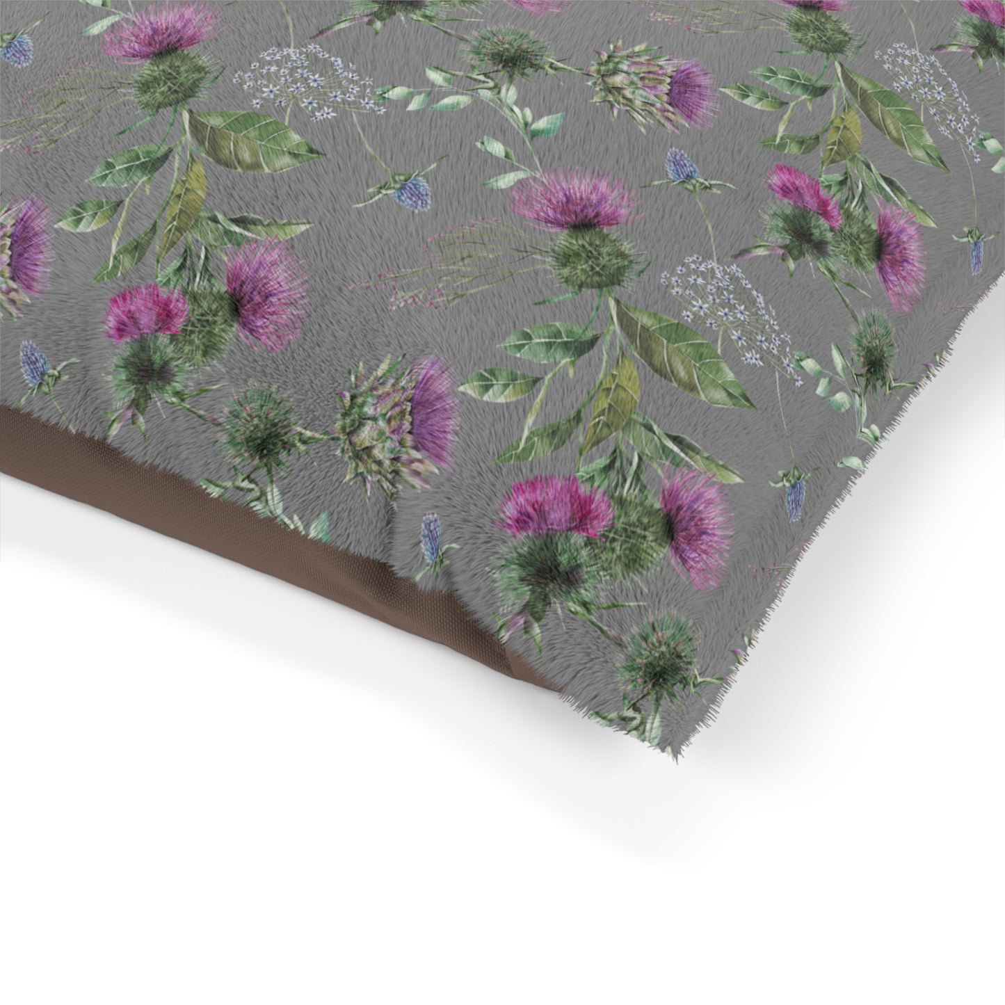 Luxury Pet Bed, feather soft fleece, Scottish Floral Thistle