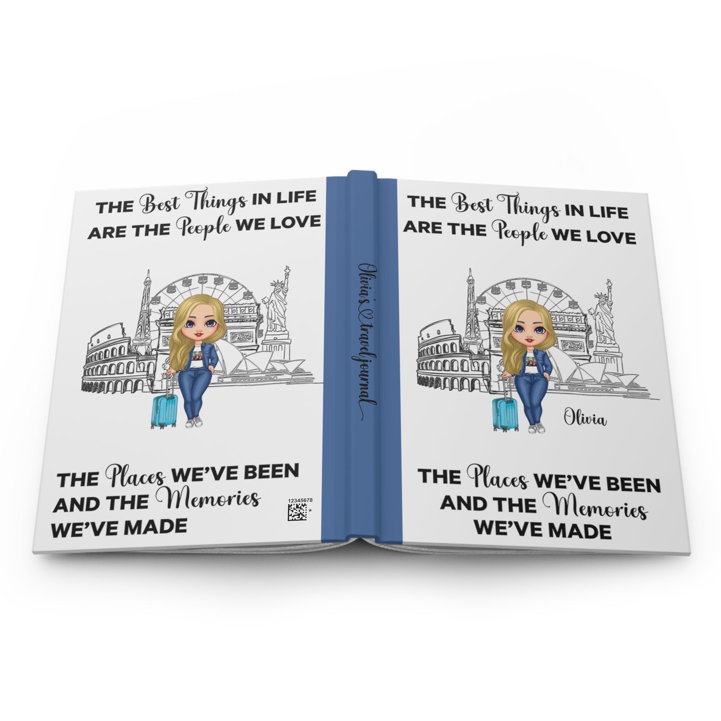 Personalised Hardcover Travel Journal Matte, The Best things in Life, Blonde Hair
