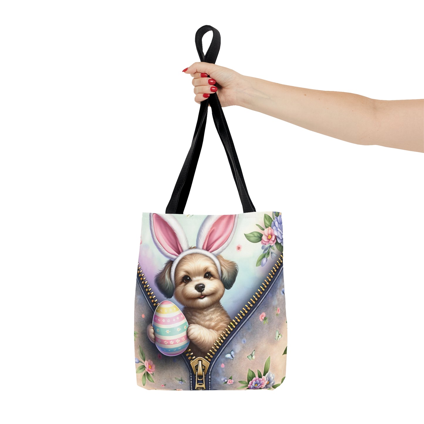 Tote Bag, Easter, Cute Dog with Bunny Ears, Personalised/Non-Personalised Tote bag