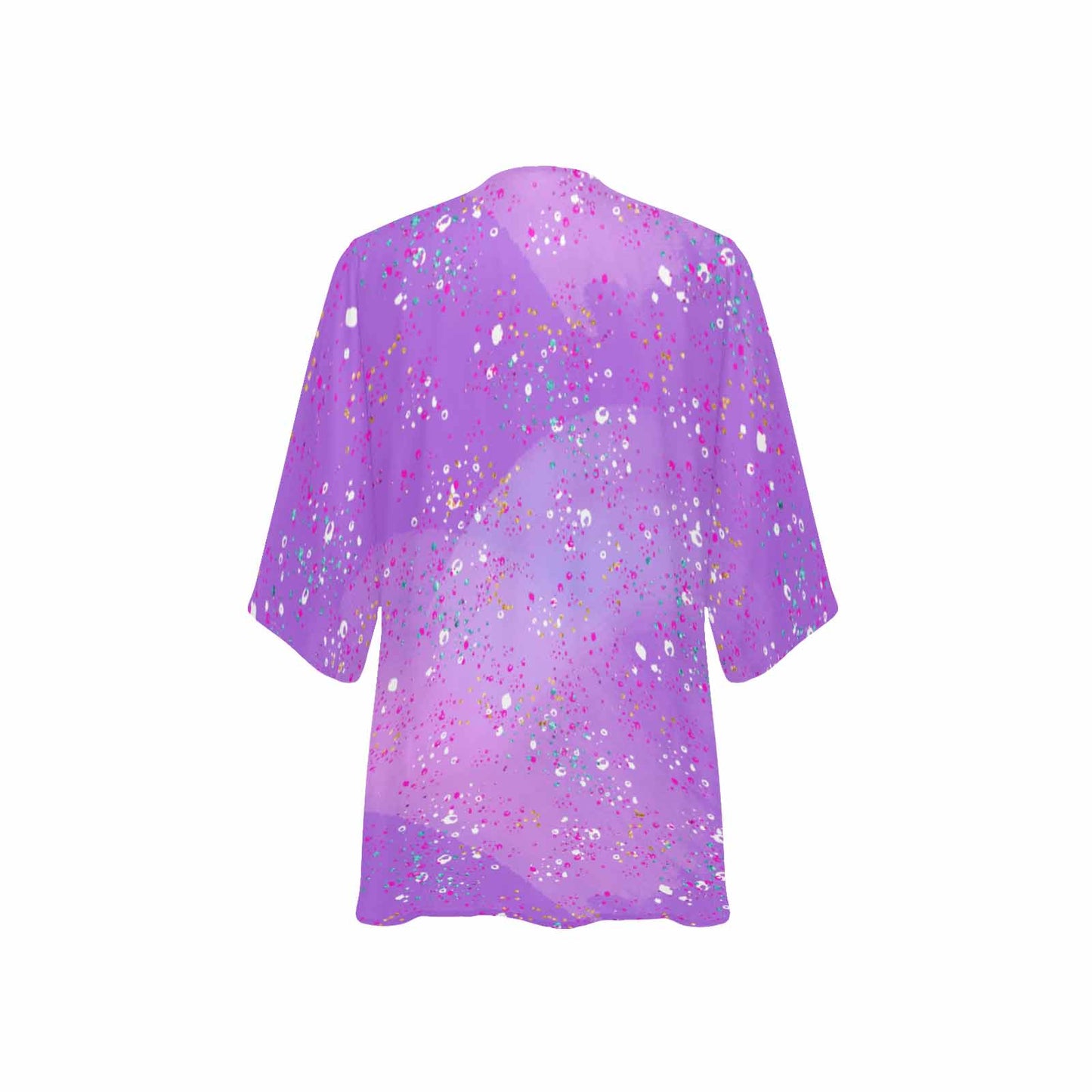 Purple Splash Women's Kimono Chiffon Cover Up