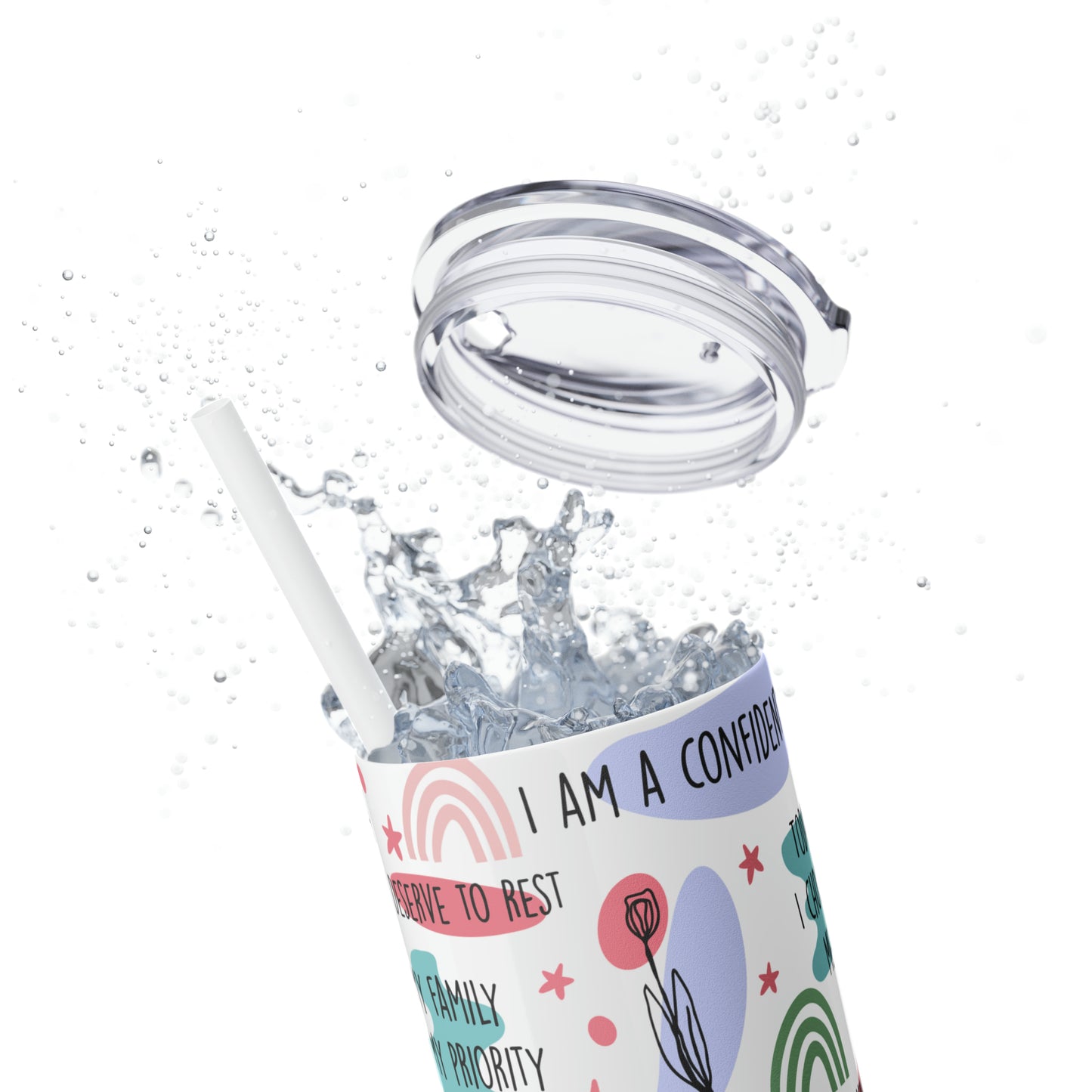 Skinny Tumbler with Straw, 20oz, Mom Affirmations