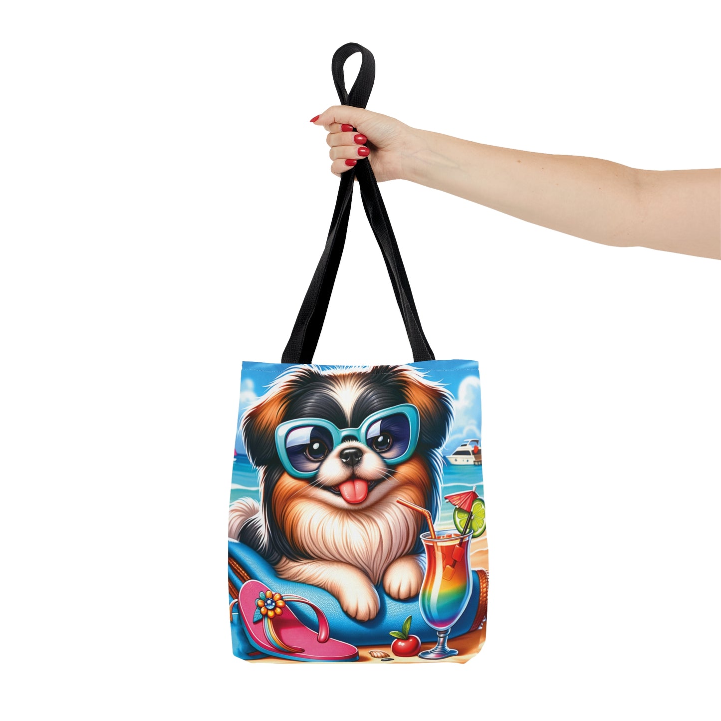 Tote Bag, Dog on Beach, Pekinese, Tote bag, awd-1230