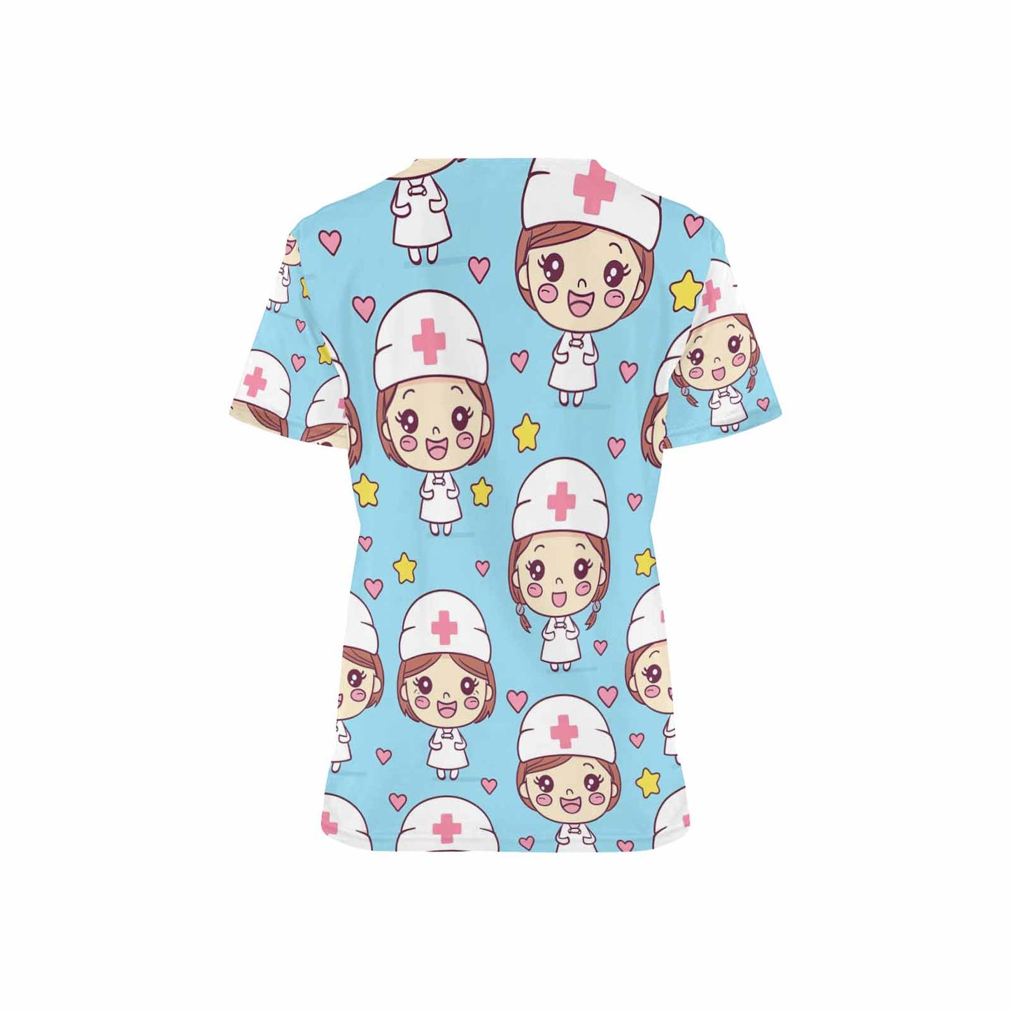 Nurse2 Women's V Neck Scrub Top Nurse Uniform with Deep Front Pockets