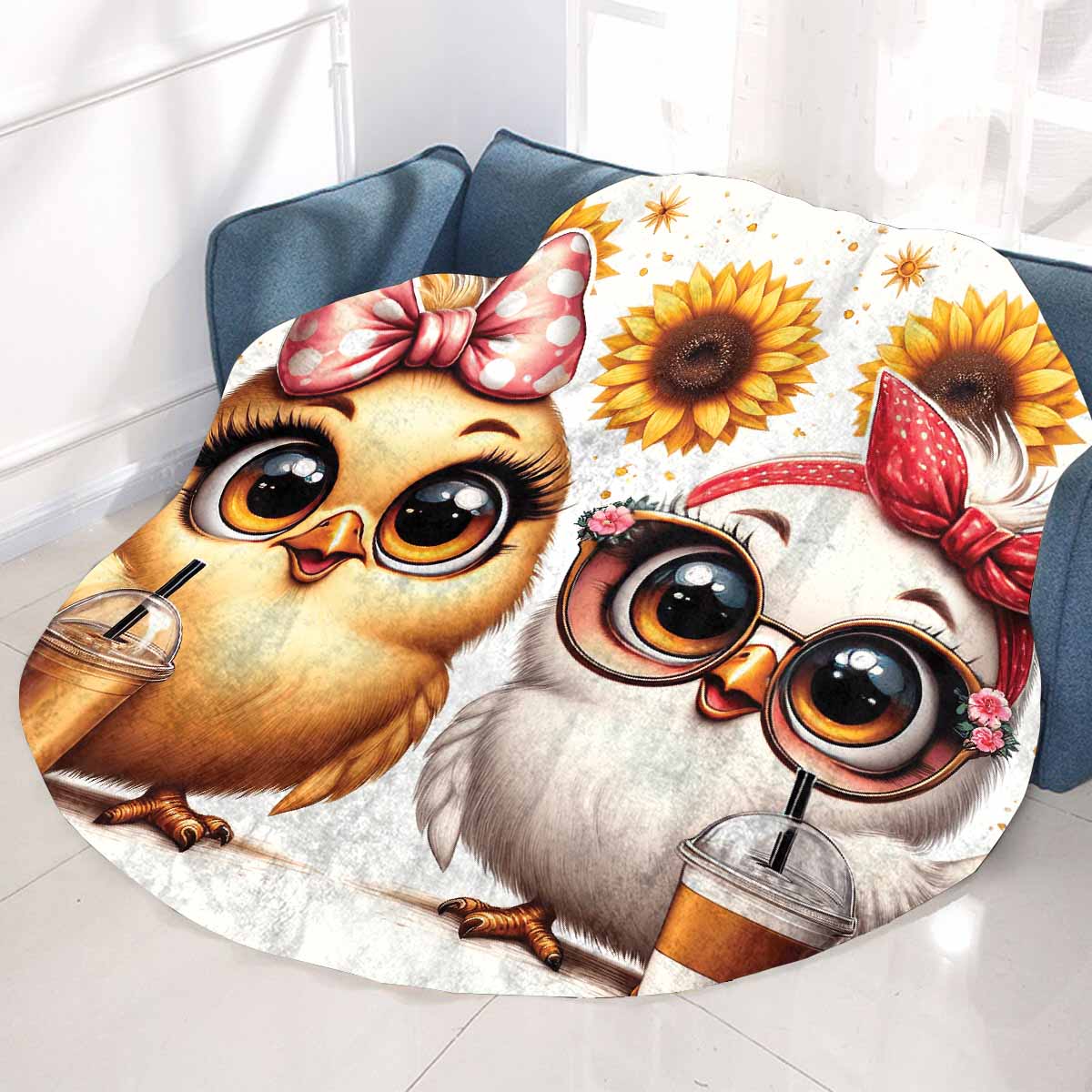 Chickens_Awd35168 Circular Micro Fleece Blanket 60"
