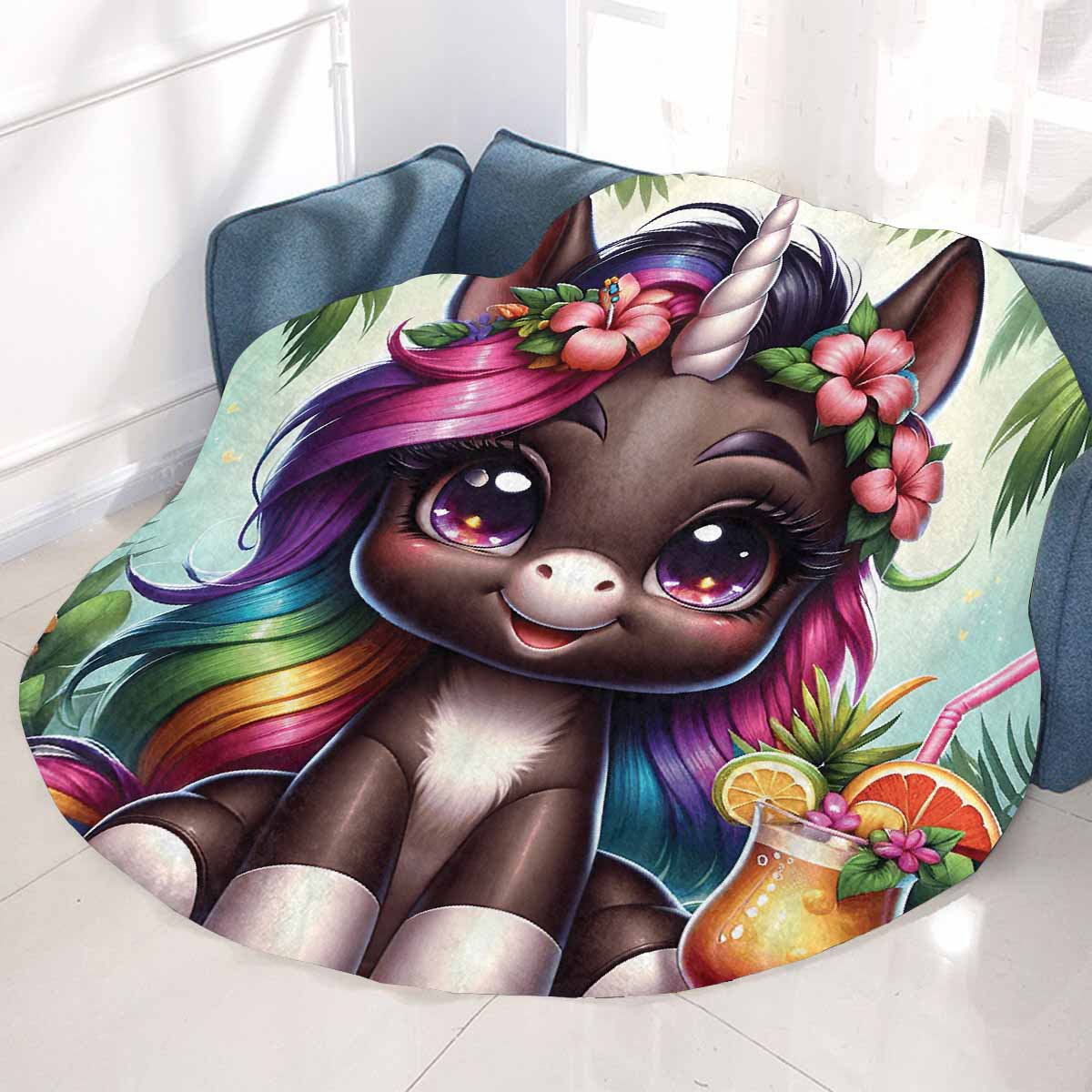 Unicorn_Awd35135 Circular Micro Fleece Blanket 47"