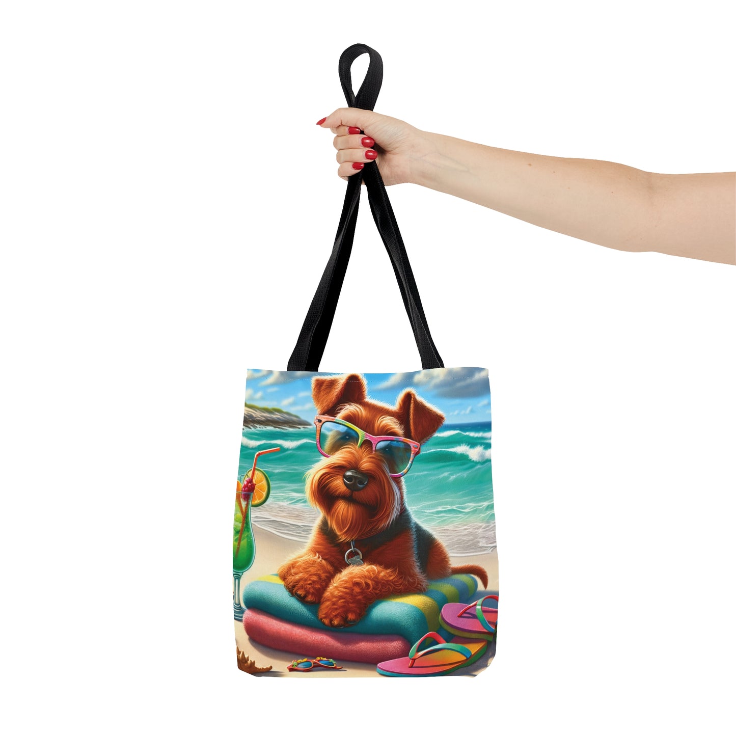 Tote Bag, Dog on Beach, Irish Terrier, Tote bag, awd-1216