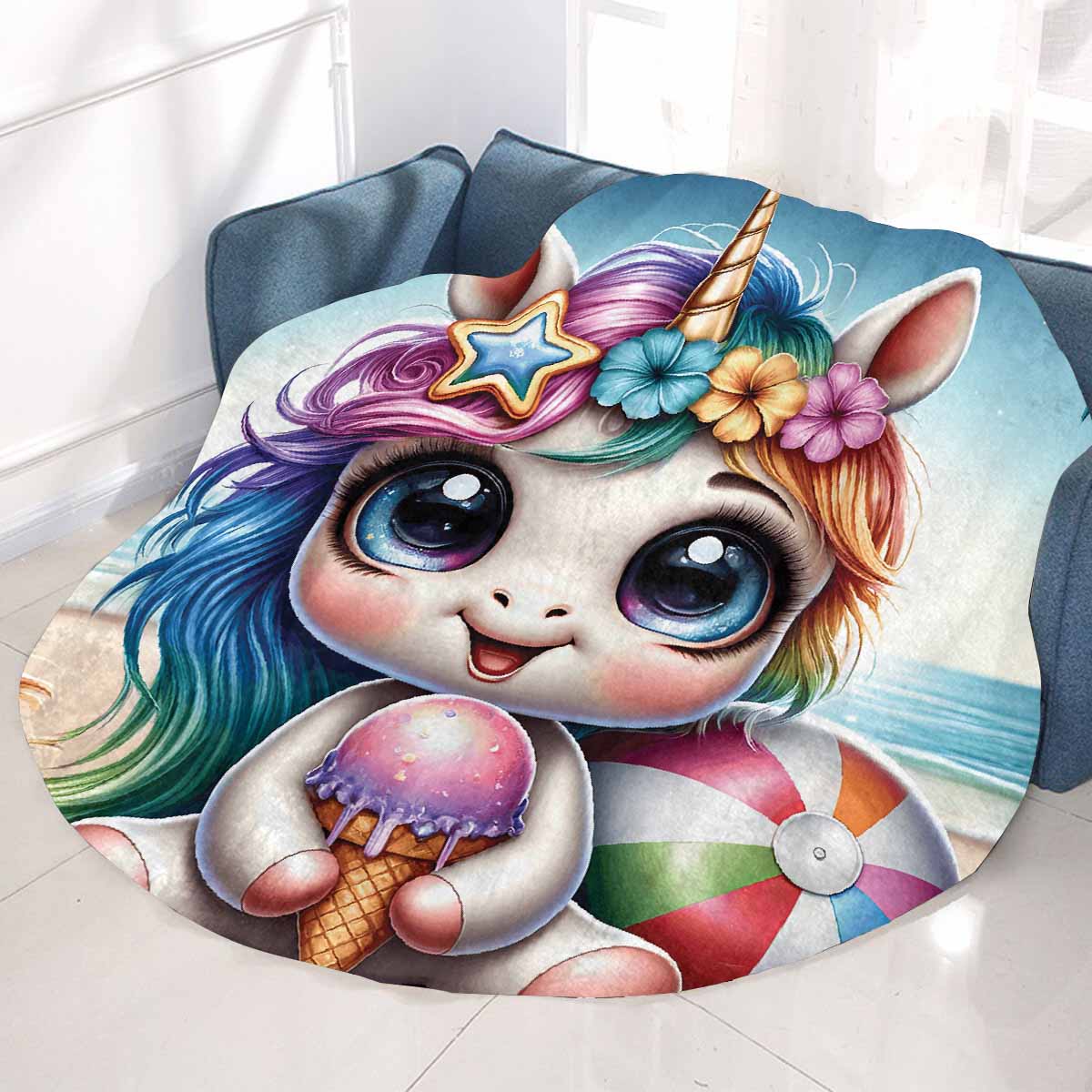Unicorn_Awd35122 Circular Micro Fleece Blanket 47"