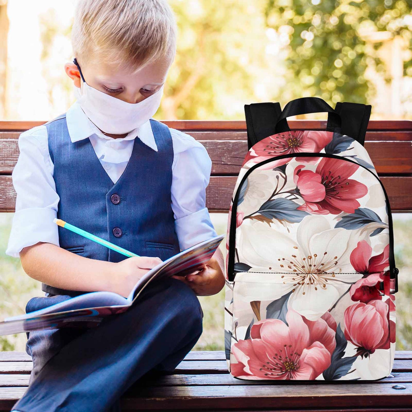 Pink Floral Adult Casual Backpack
