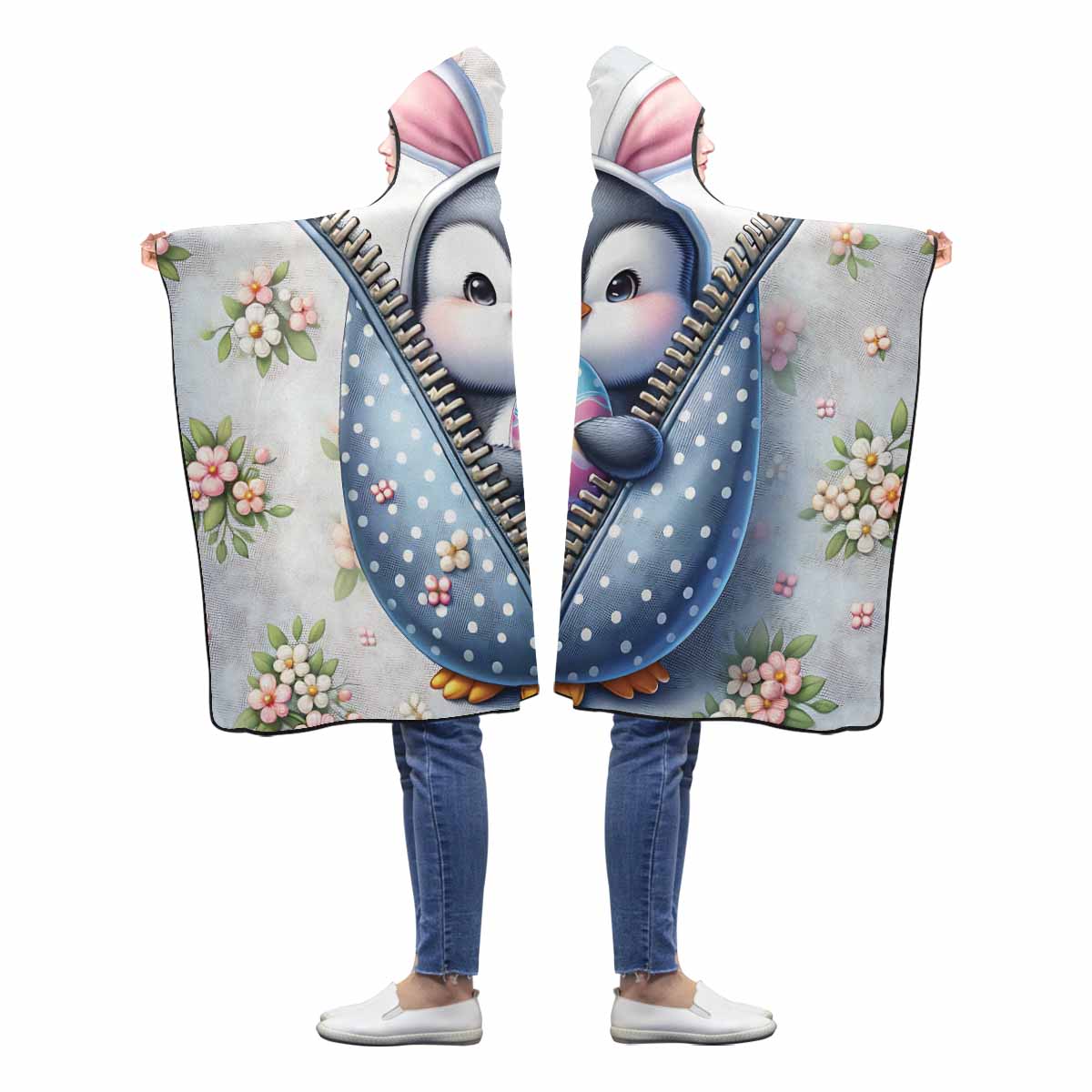 Easter Penguin Awd1306 Hooded Blanket 60"x50"