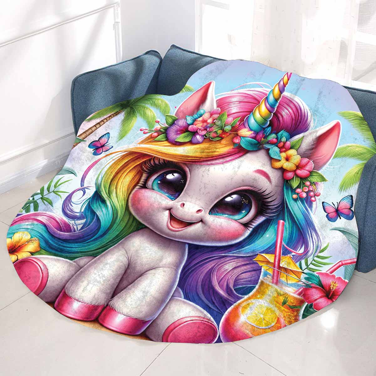 Unicorn_Awd35129 Circular Micro Fleece Blanket 60"