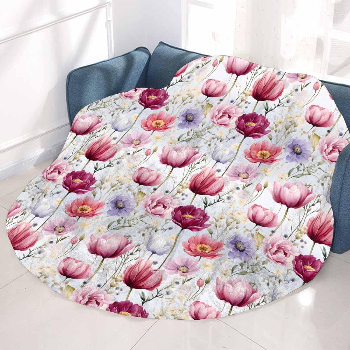 Wildflowers Circular Micro Fleece Blanket 60"