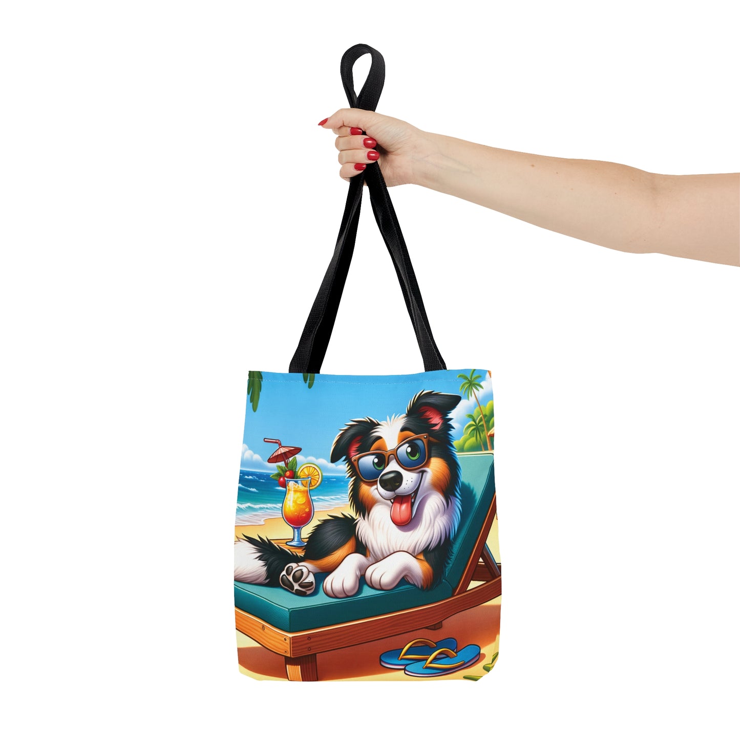 Tote Bag, Dog on Beach, Border Collie, Tote bag, awd-1102