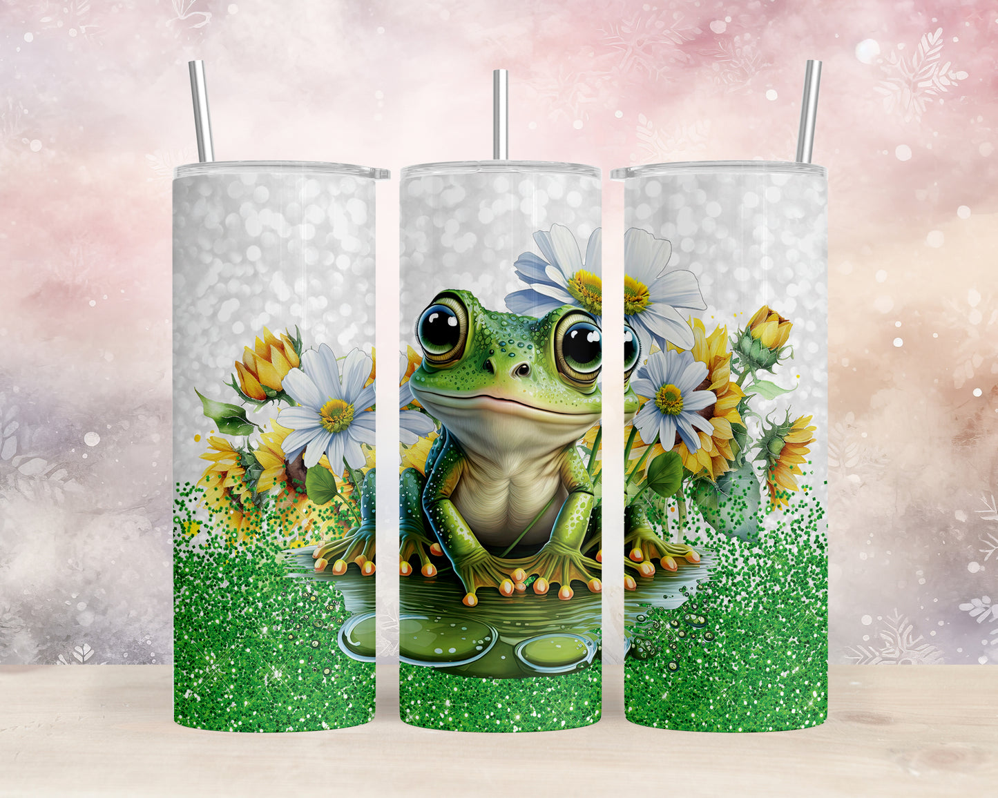 Skinny Tumbler with Straw, 20oz, Frog, awd-1354
