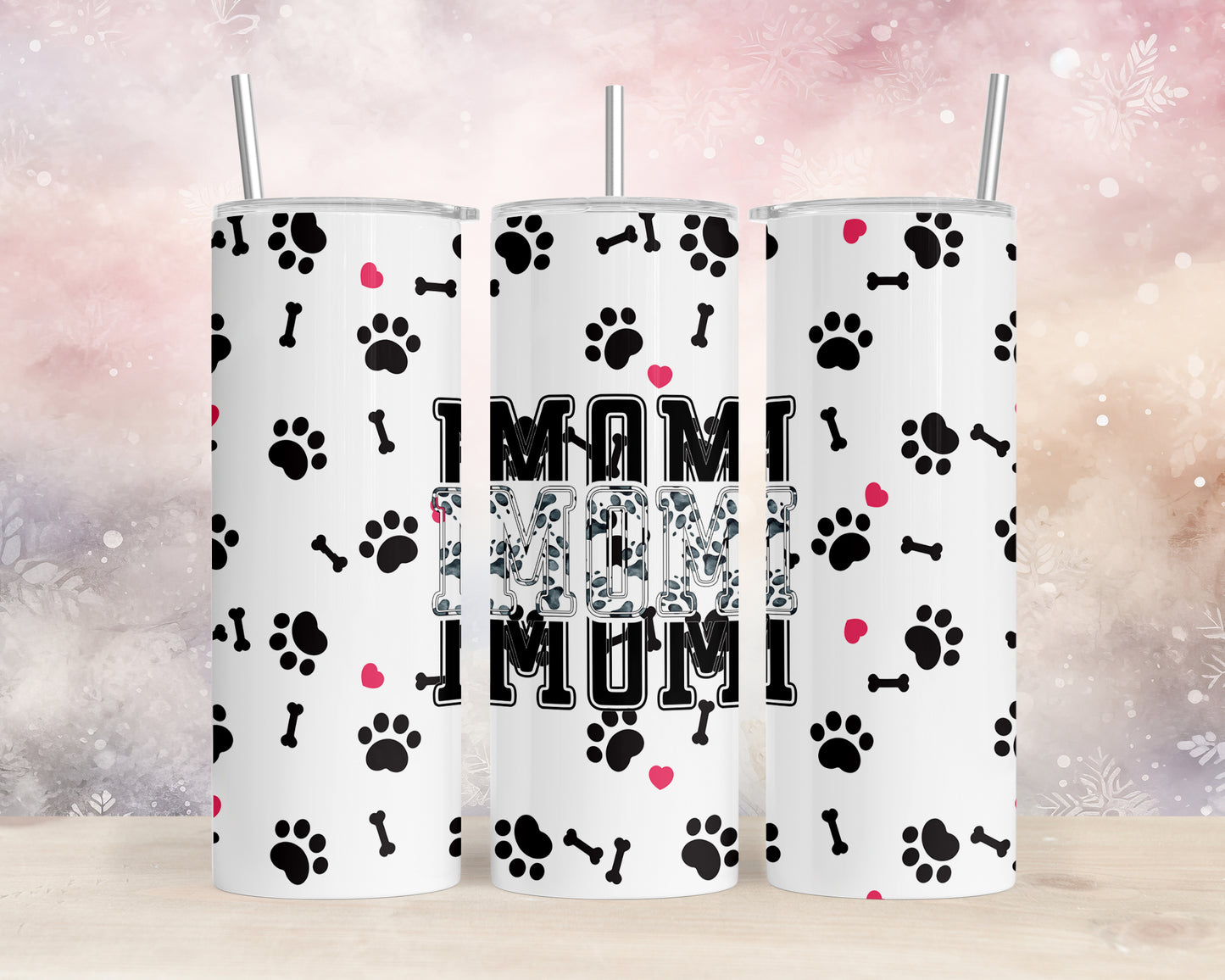 Skinny Tumbler with Straw, 20oz, Dog Mom, Mum, awd-1361
